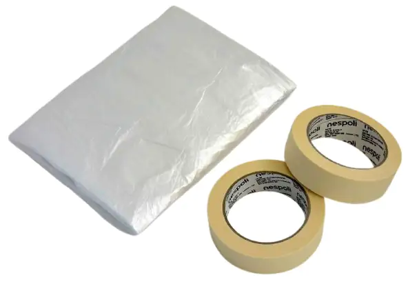 Nespoli Abdeckfolie 4 x 5 m mit 2 x Flachkreppband 30 mm x 50 m