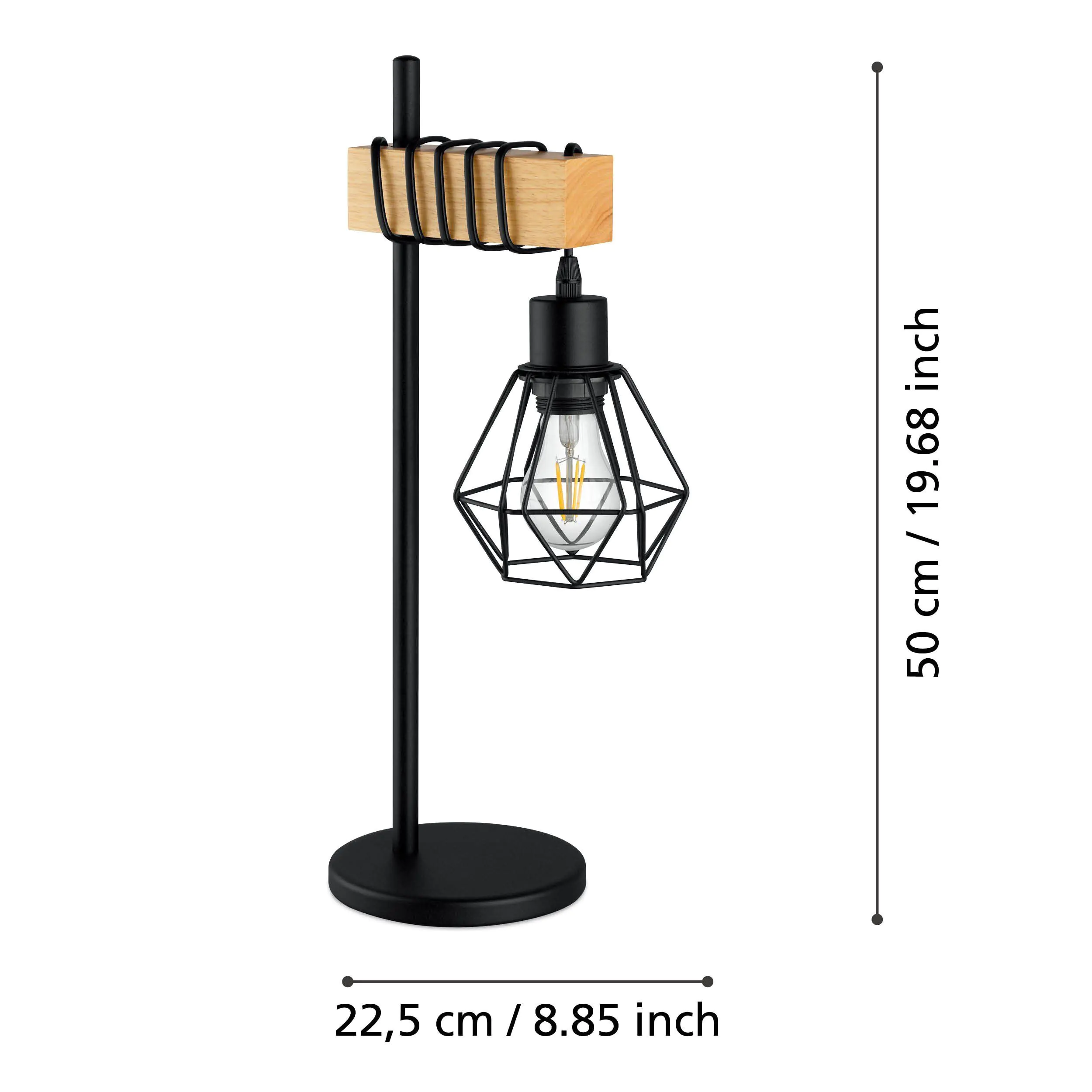 Eglo Tischlampe Townshend 50 x 22 cm schwarz/braun