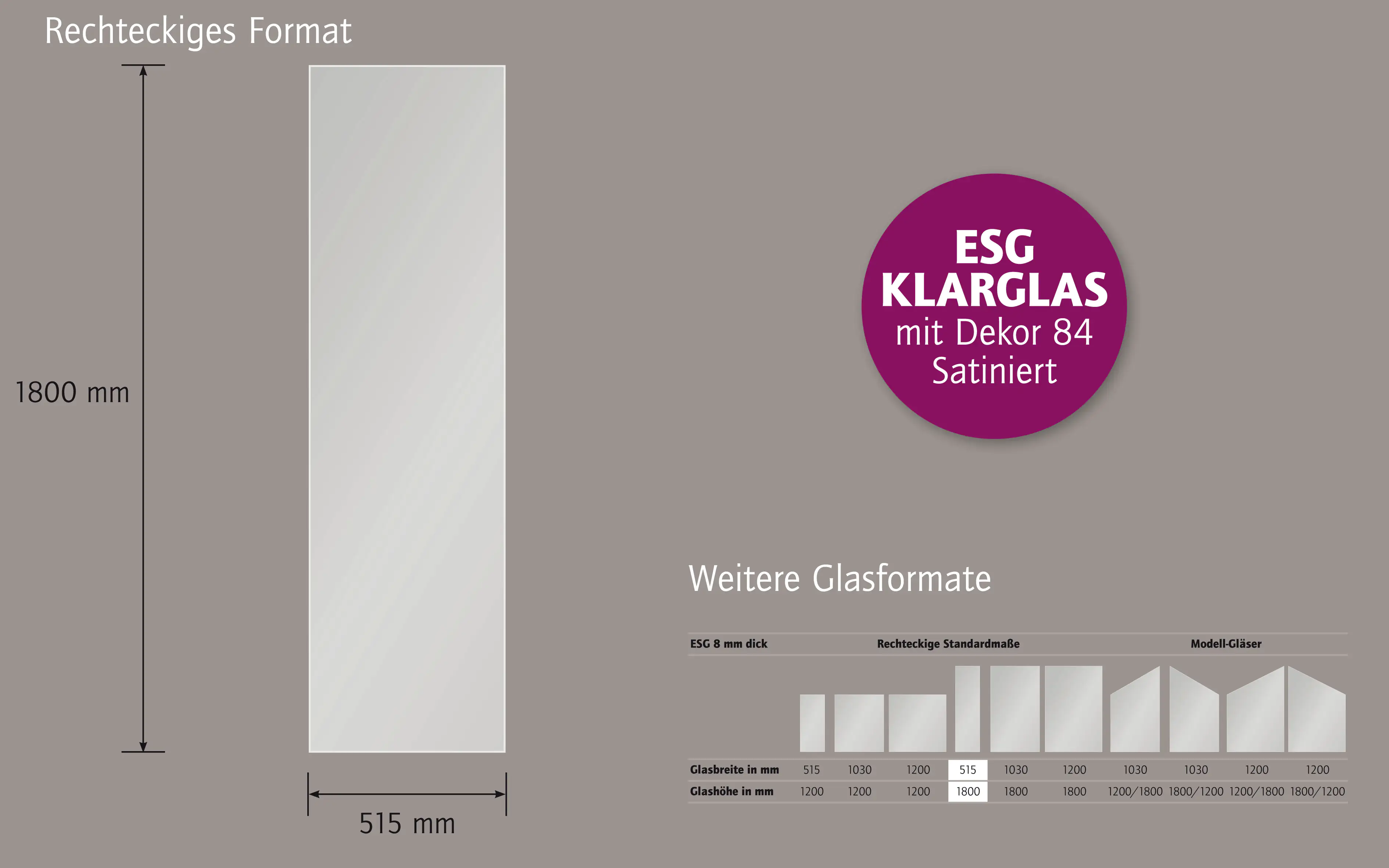 Ambiente Glaszaun Dekor 84 51,5 x 180 cm gehärtetes 8 mm Glas