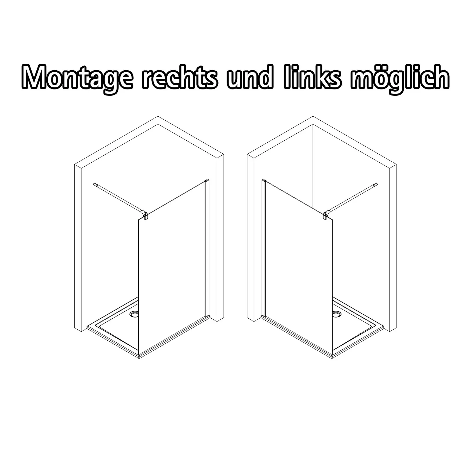 Schulte Duschwand Alexa Style 2.0 Walk In 90 x 200 cm mattschwarz