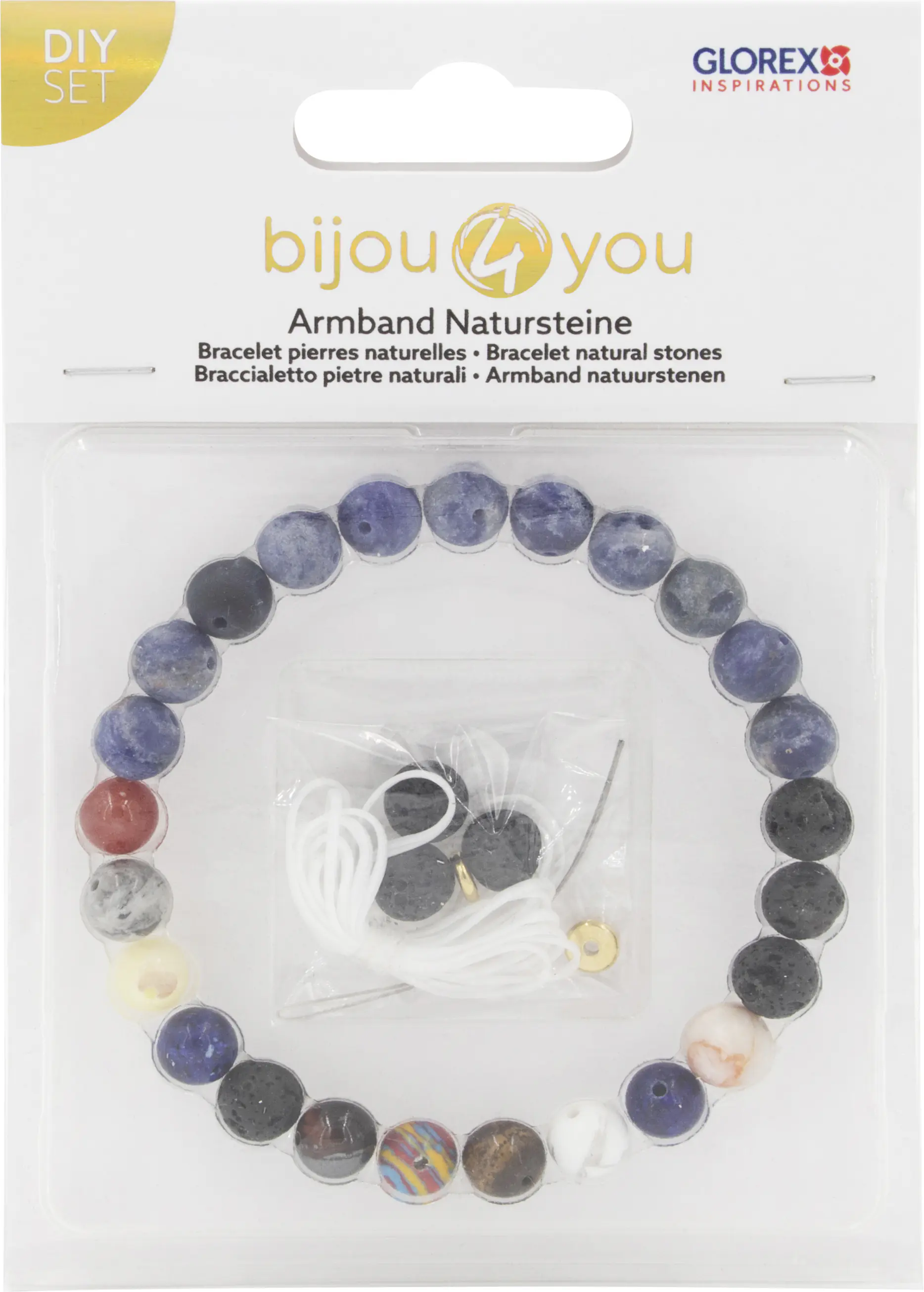 Glorex Armband Naturstein DIY bunt 8 mm