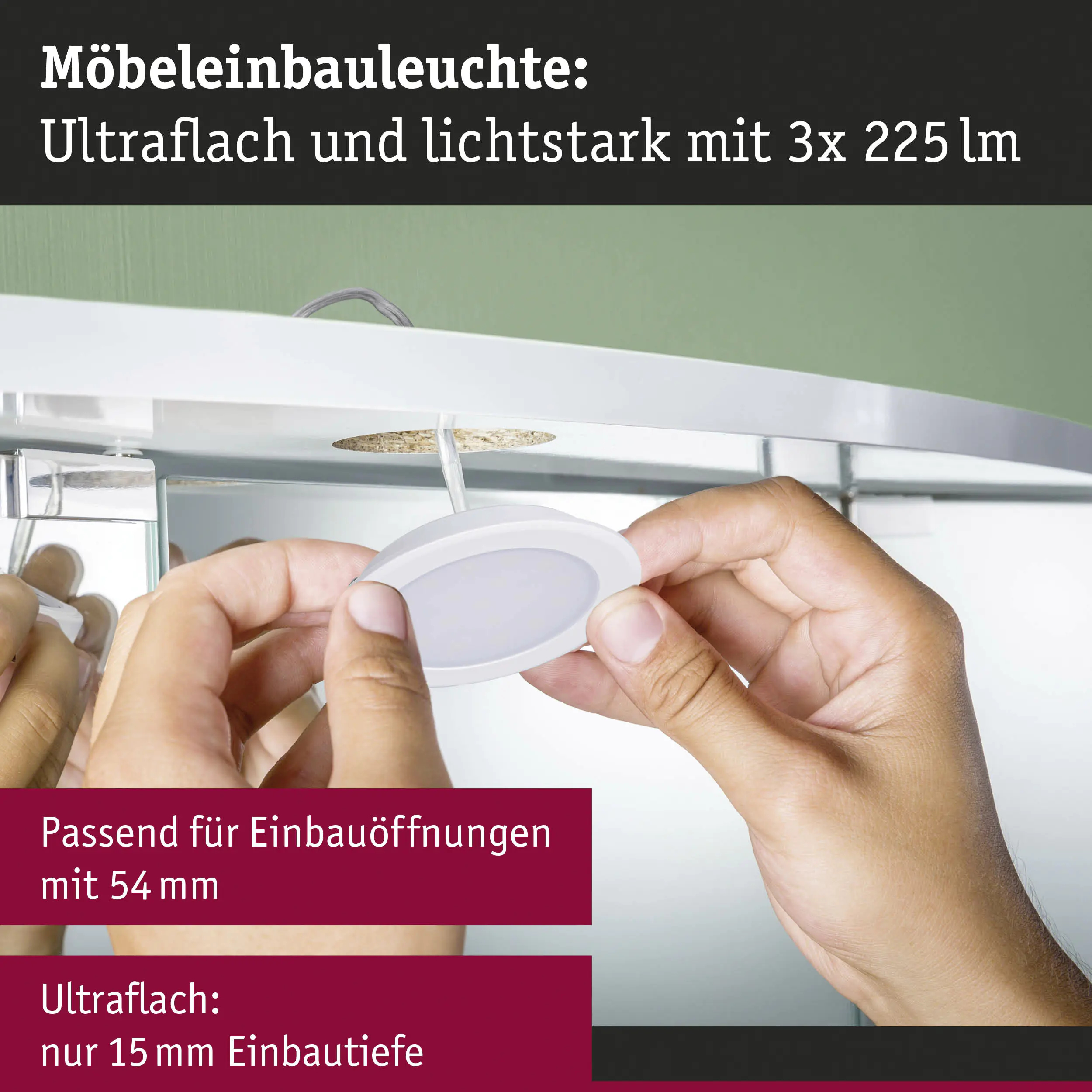 Paulmann LED Möbel-Einbauleuchte weiß Ø 6,5 cm warmweiß 3er Set