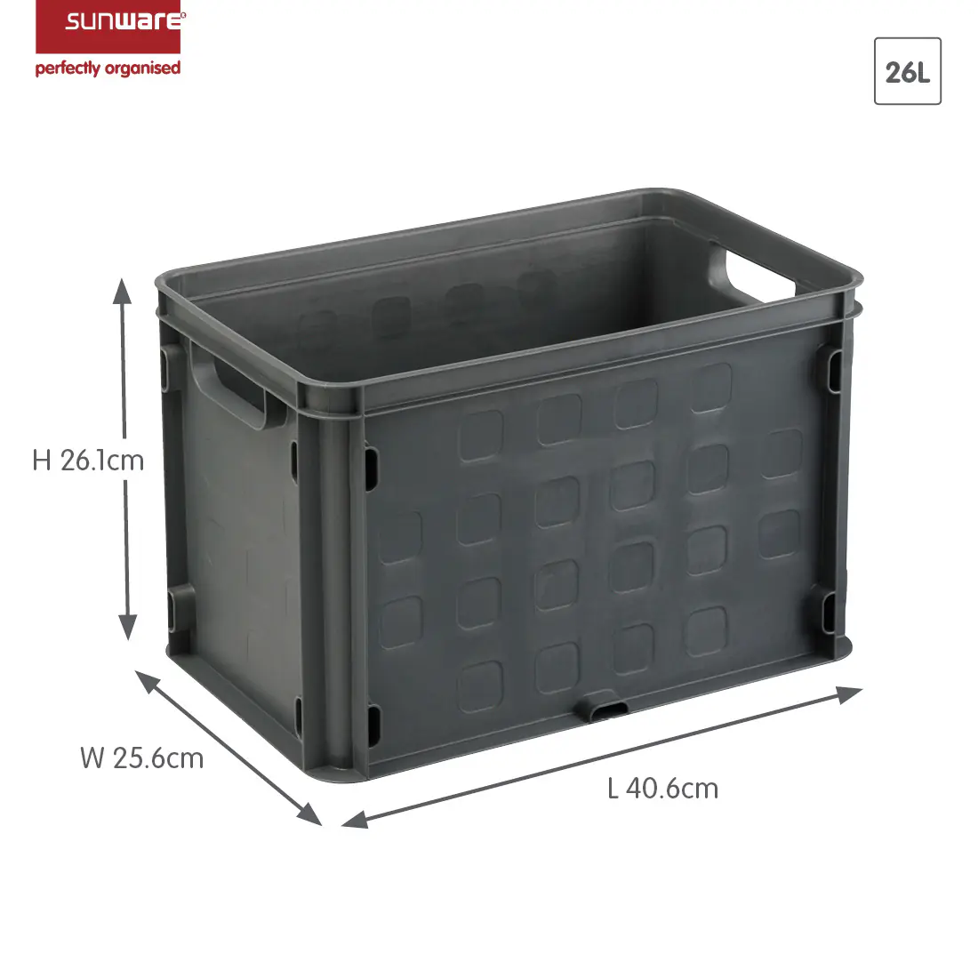 Sunware Aufbewahrungsbox Square mit Griffen 40 x 25 cm 26 L anthrazit