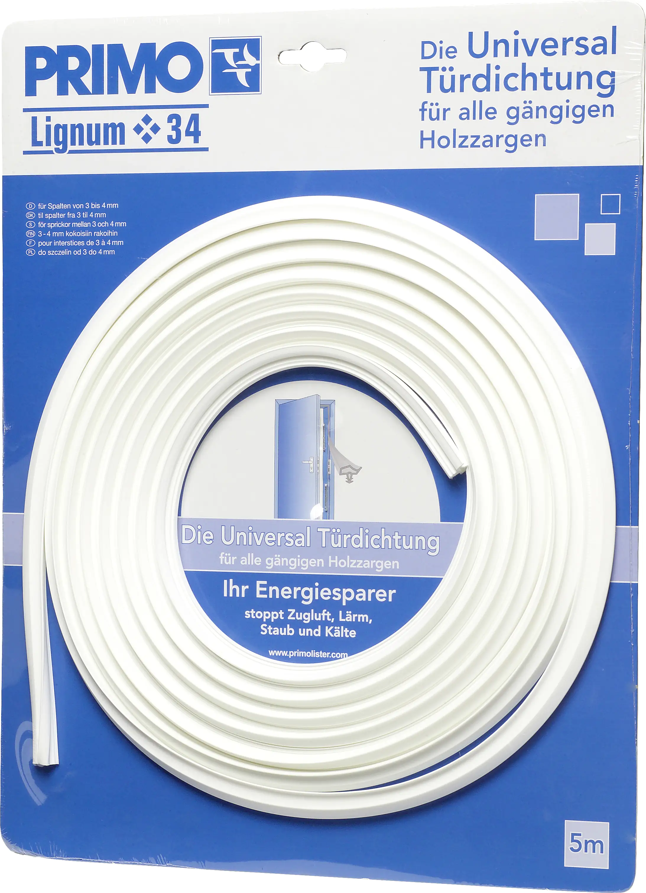 Primo Universaldichtung Holzzarge Lignum 34 weiß, 5 Meter