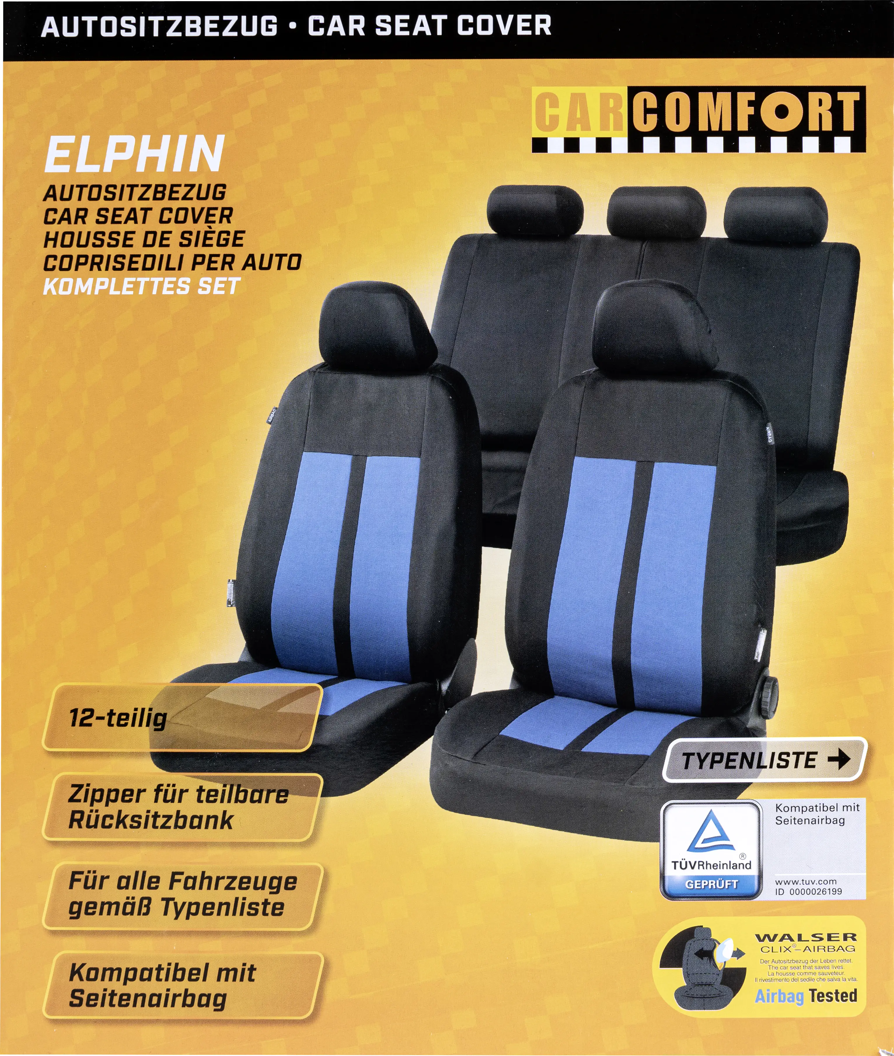 CarComfort Autositzbezug-Set Elphin schwarz-blau