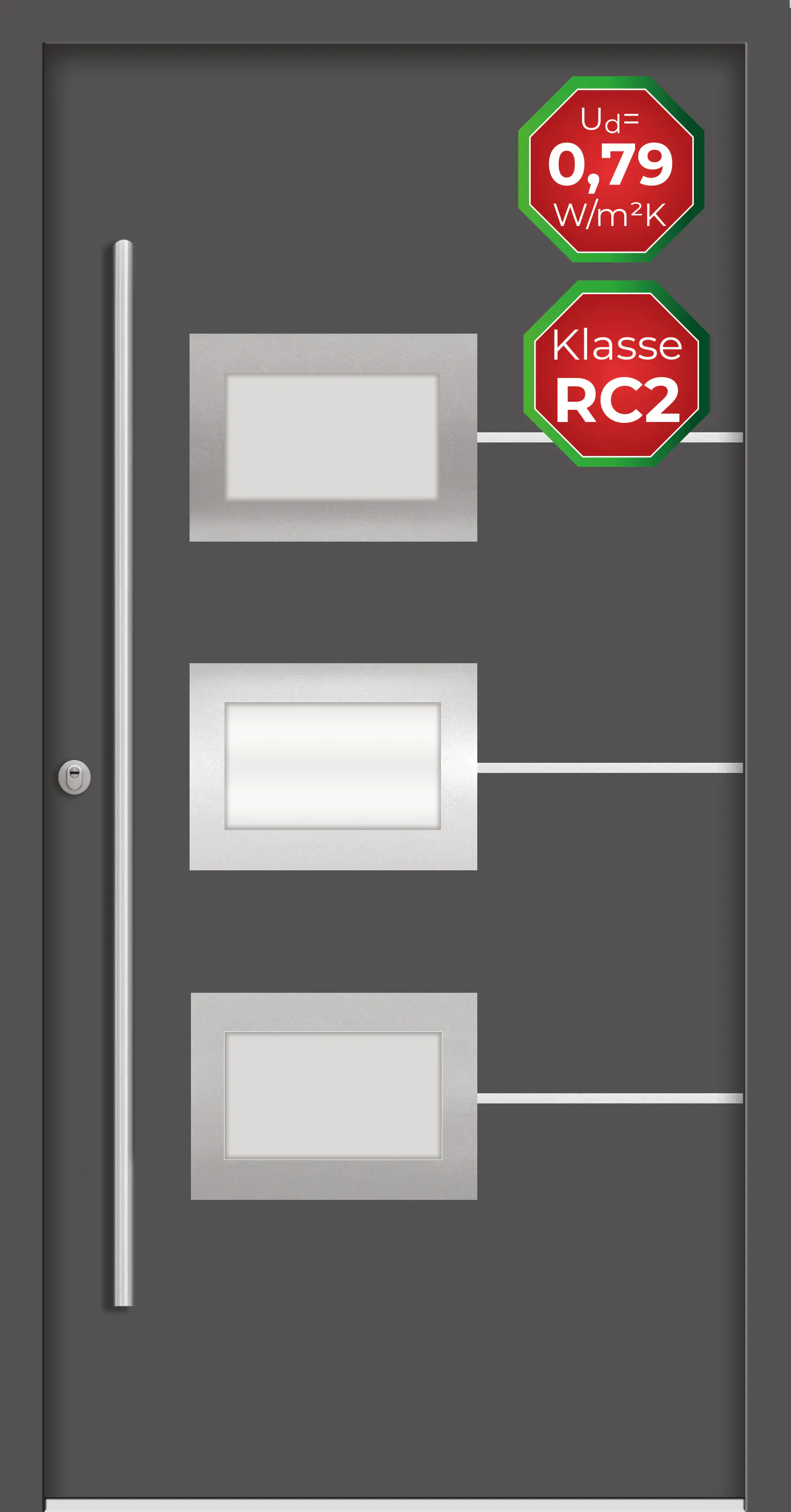 Splendoor Haustür Passivedoor Premium B03 RC2 Anthrazit DIN Links 100 x 210 cm