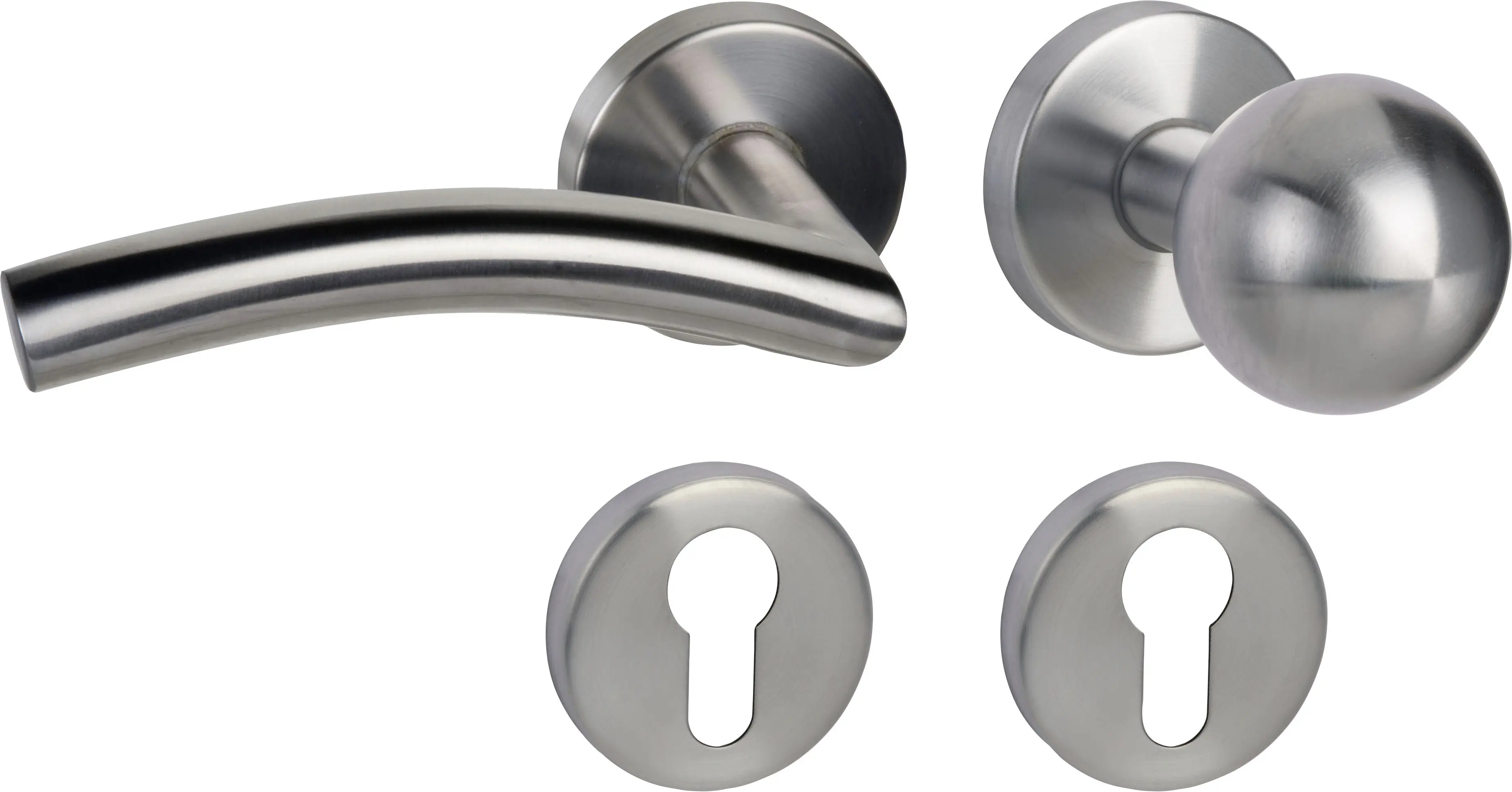 Südmetall Türgriff-Garnitur Rosette Mauritius PZ Edelstahl satiniert Drücker links silber Ø 50 mm