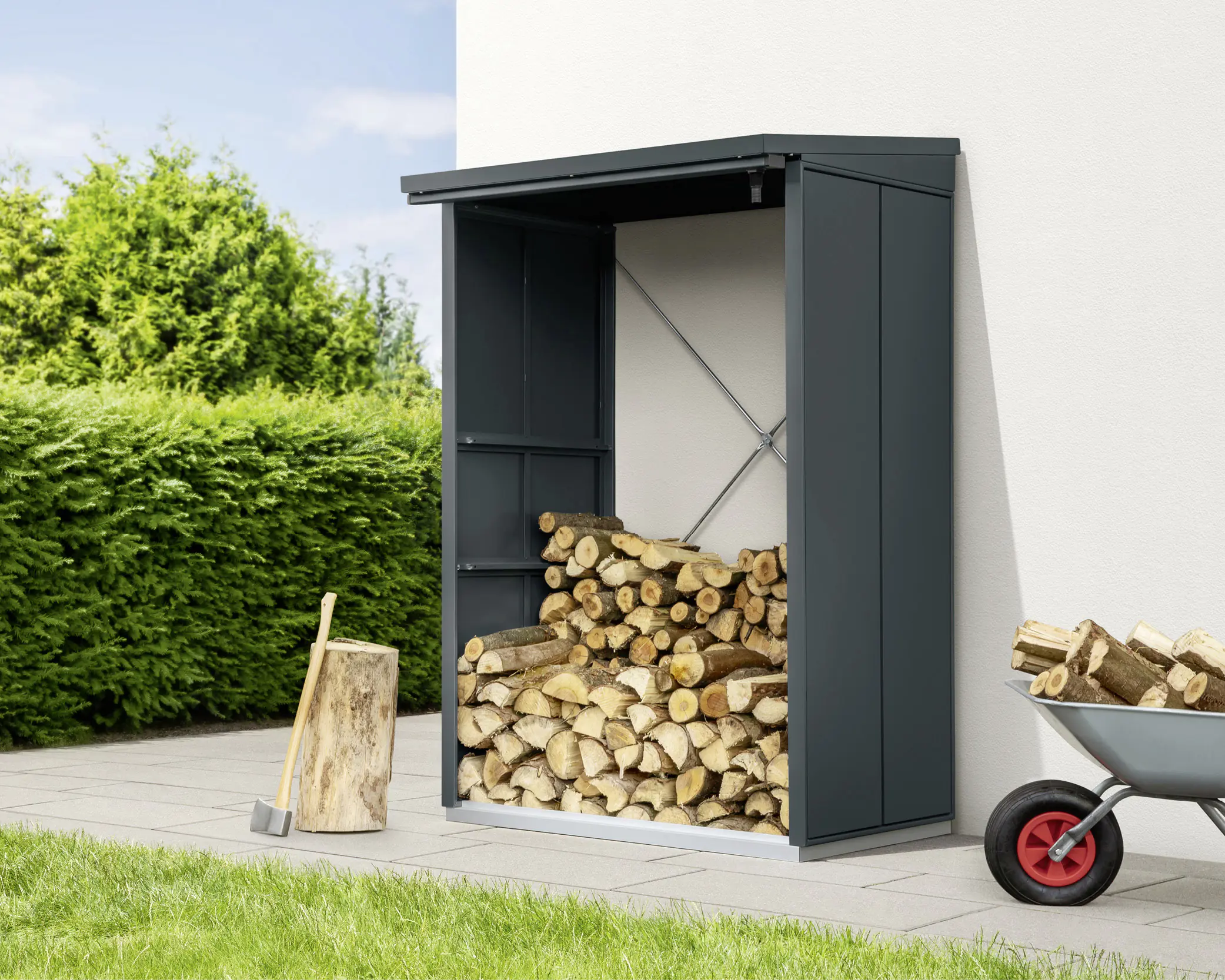 Ecostar Kaminholzregal Elegant-V Typ 1, anthrazitgrau, mit Verstrebung