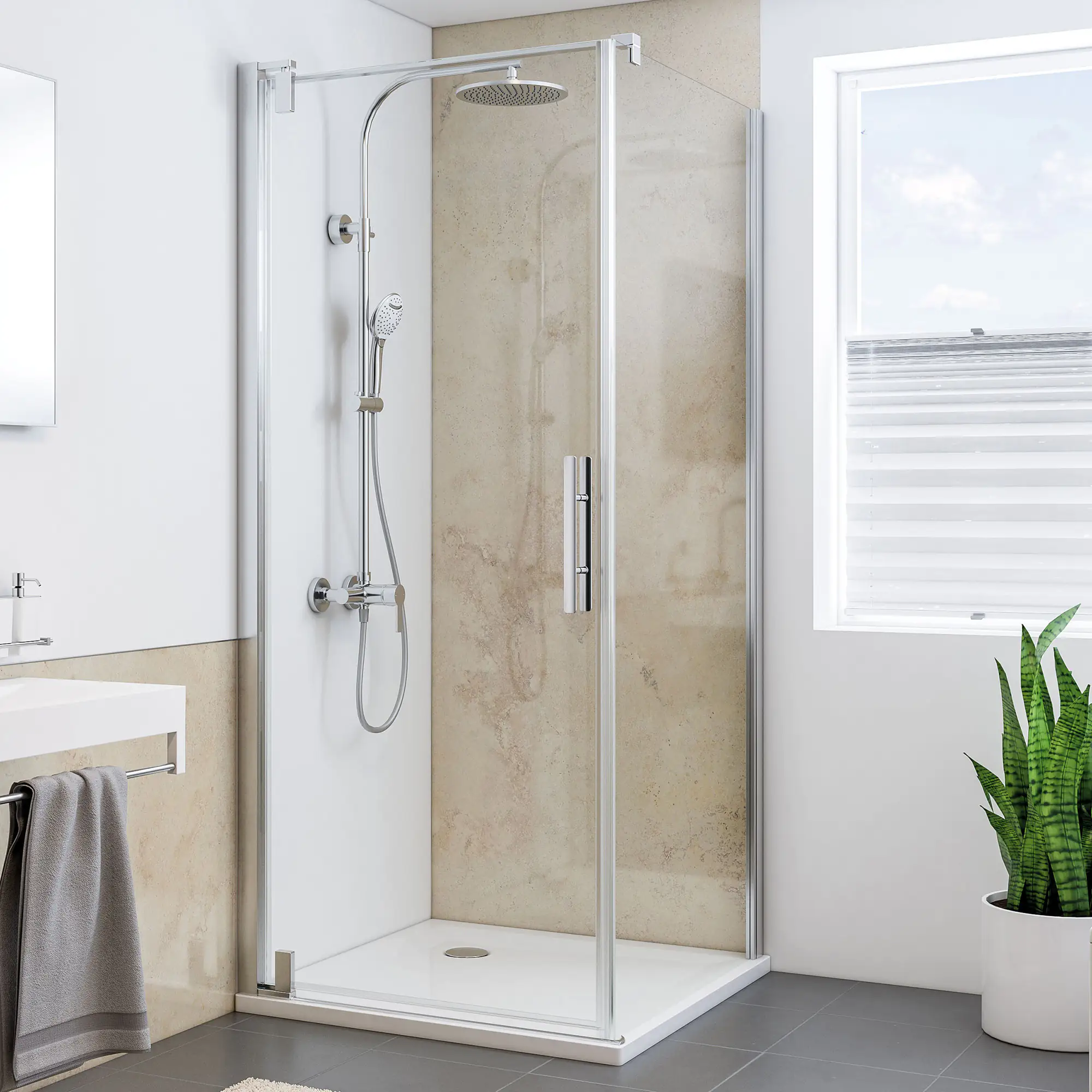 Breuer Duschrückwand Hochglanz Sandstein beige 100 x 255 x 0,3 cm