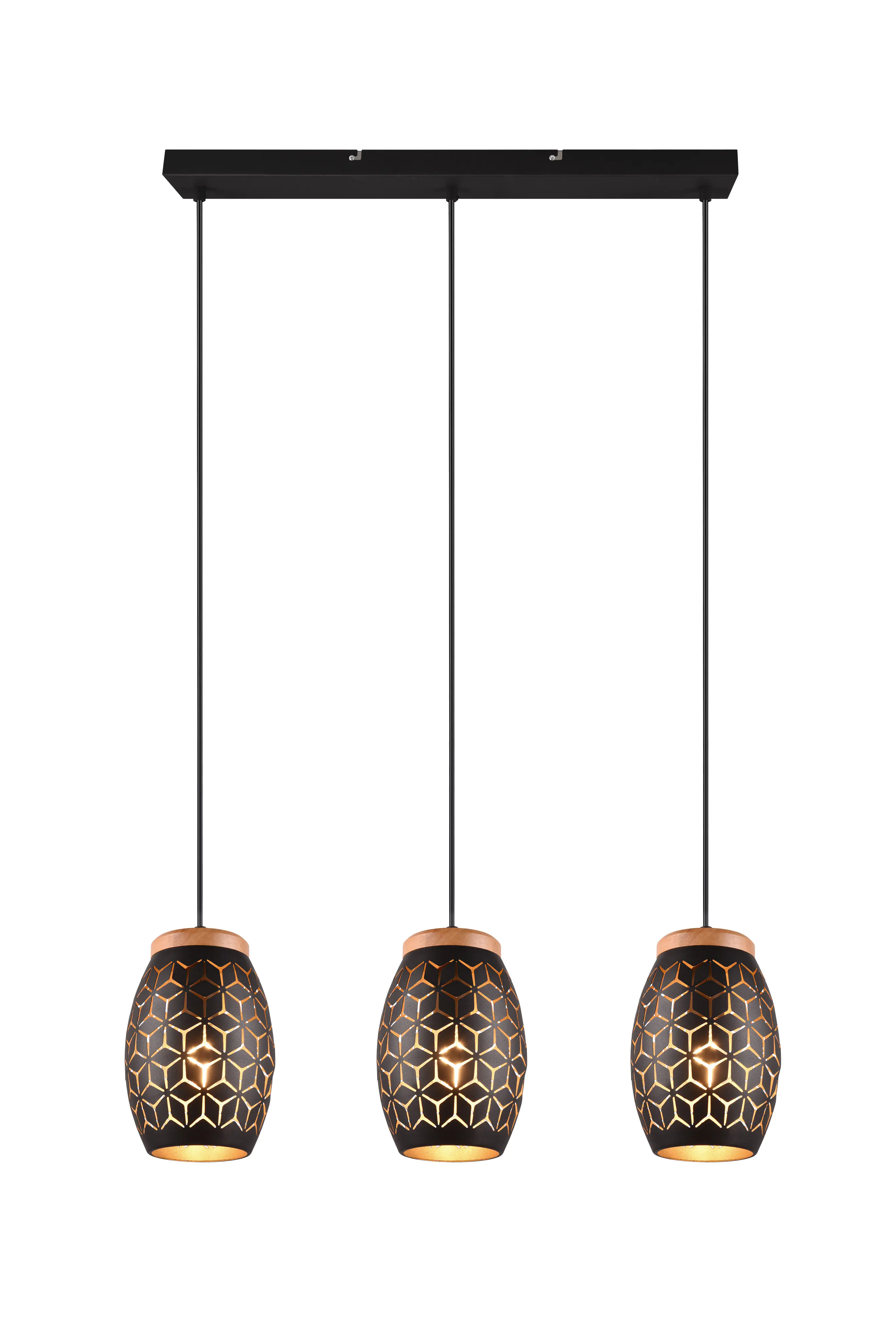 Trio Leuchten Pendelleuchte Bidar 3xE27, schwarz, gold