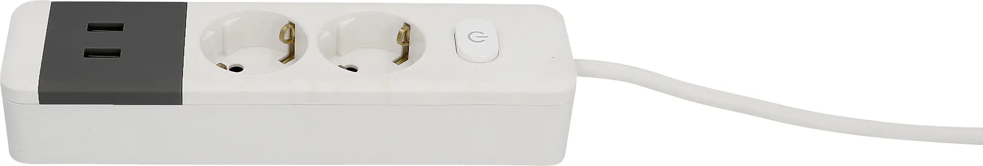 Unitec Tischsteckdose 2-fach, 2x USB 1,4 m mit Schalter, weiß/anthrazit
