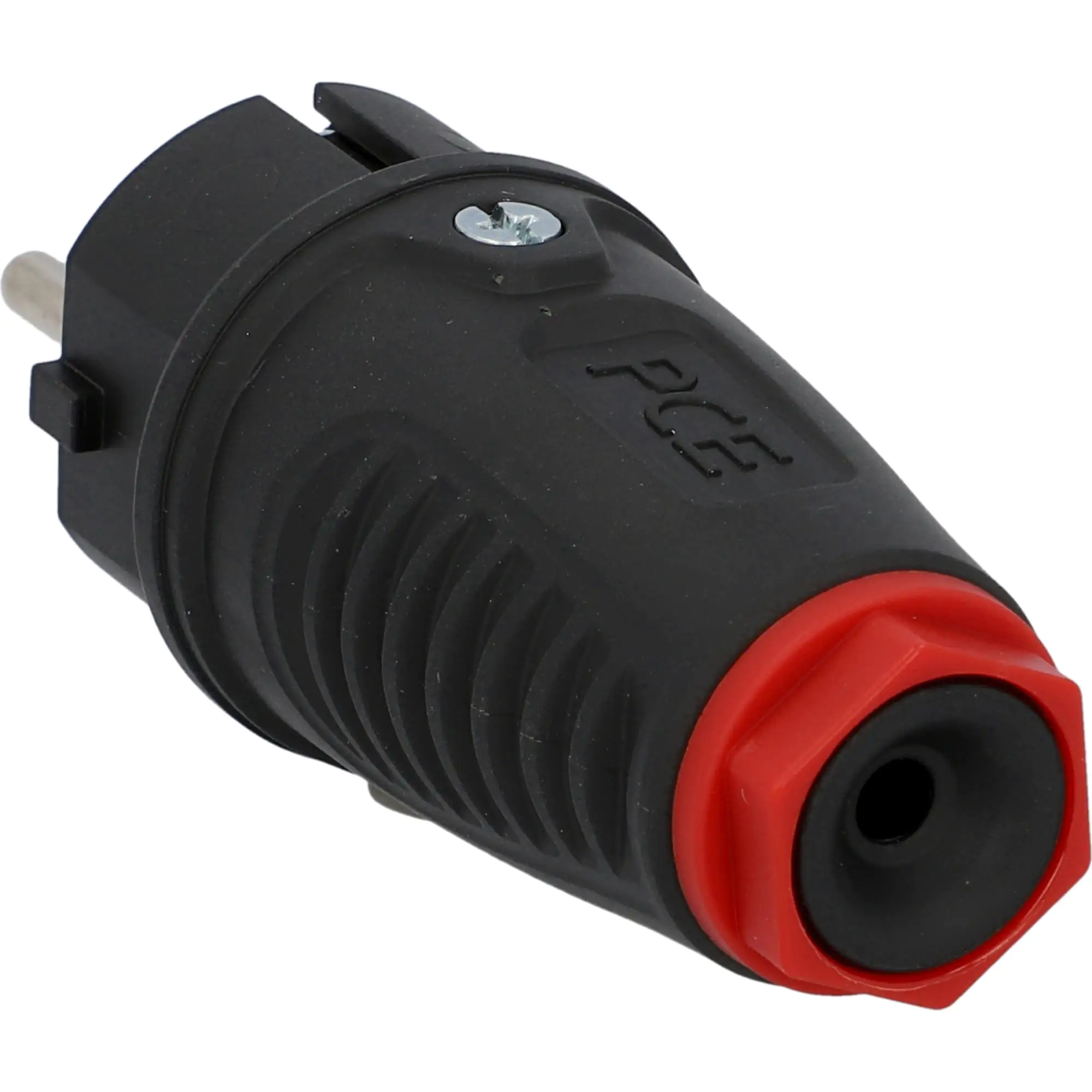 PCE Schutzkontakt-Stecker Vollgummi IP44, mit Knickschutz, schwarz