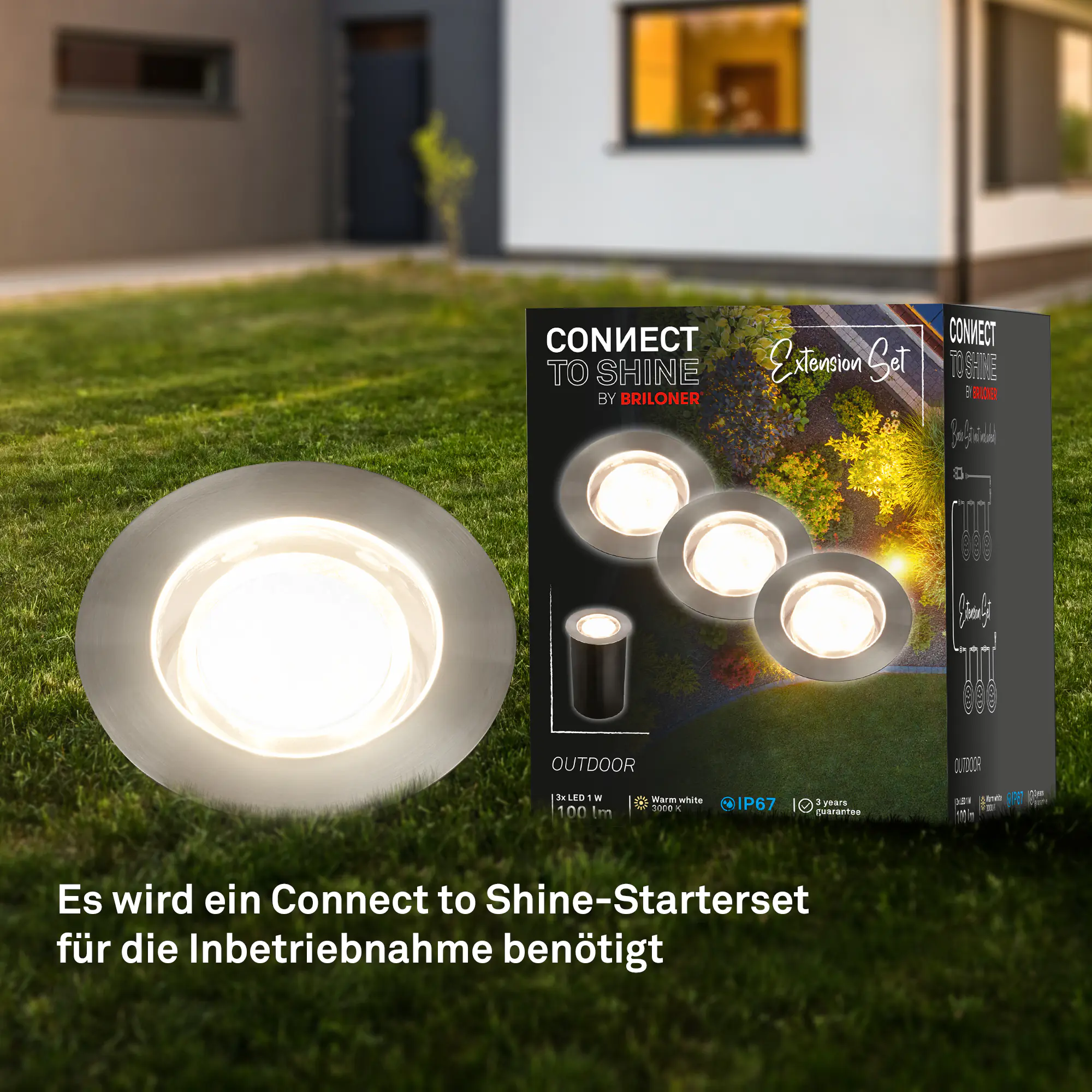 Briloner LED Boden-Einbaustrahler Connect to Shine3er Ergänzungsset 3x 1W warmweiß