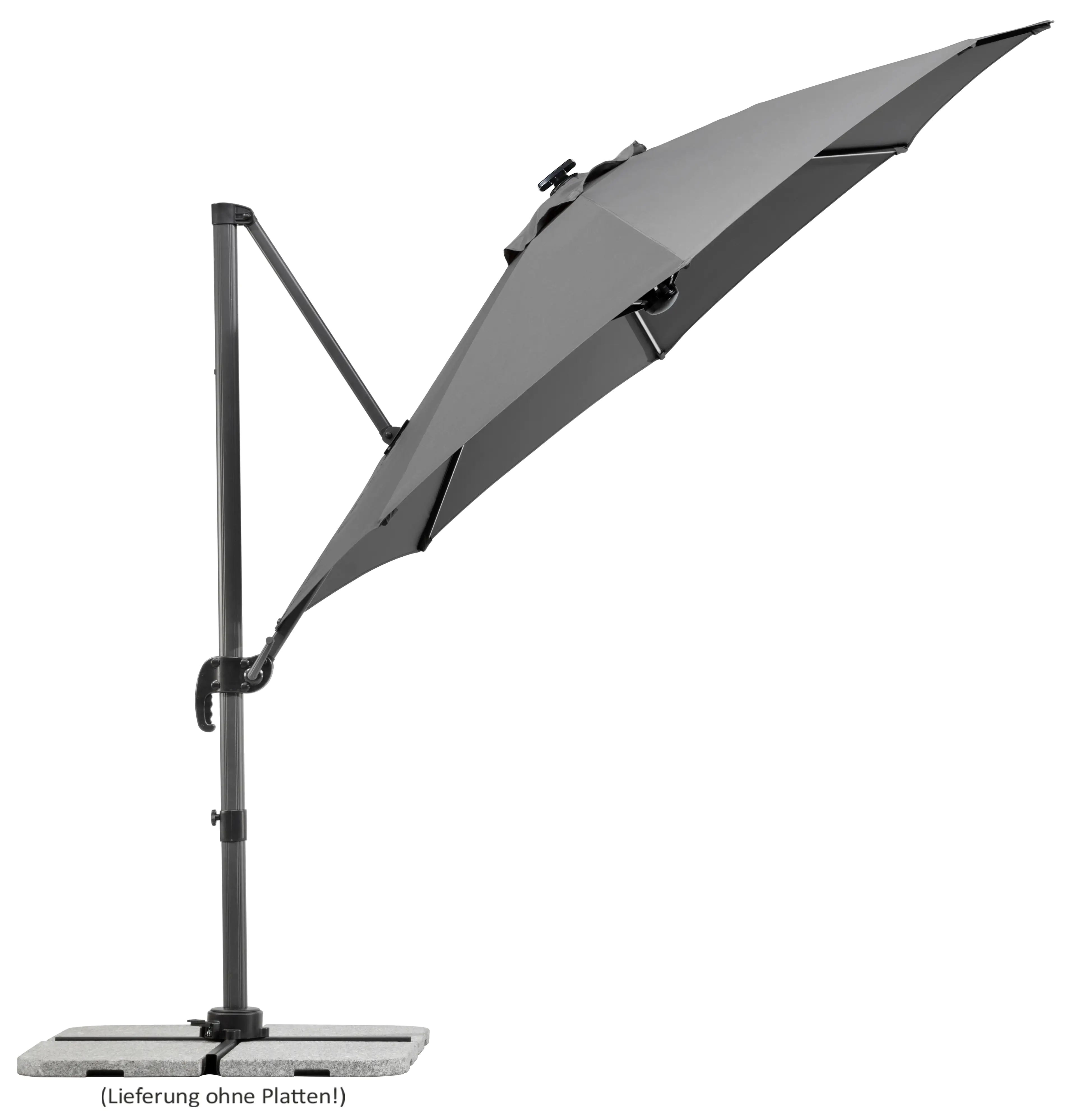 Schneider Ampelschirm Rhodos Blacklight anthrazit Ø 300 cm inkl. Sonnenschirmhülle