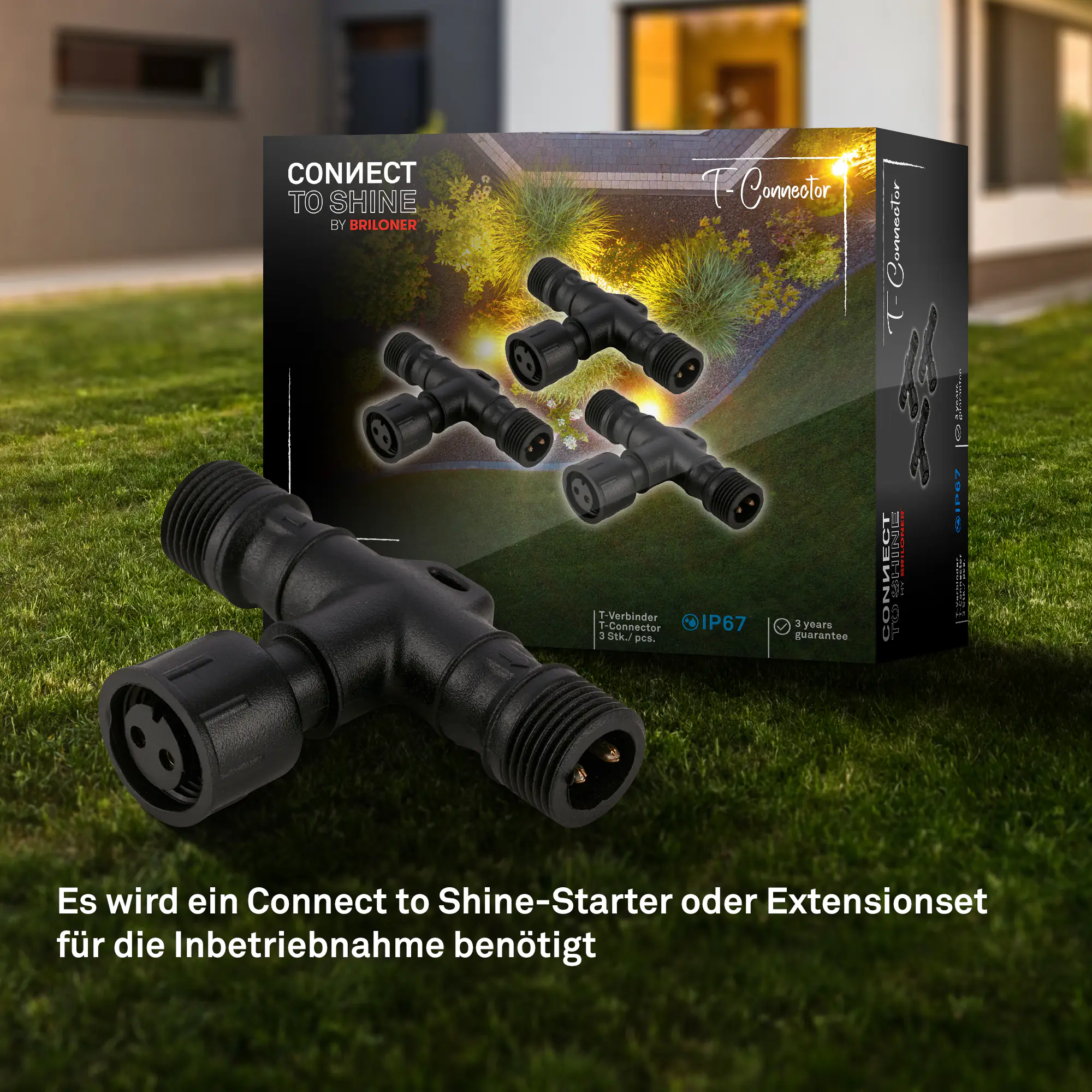 Briloner T-Verbinder Connect to Shine 3er Set schwarz IP67
