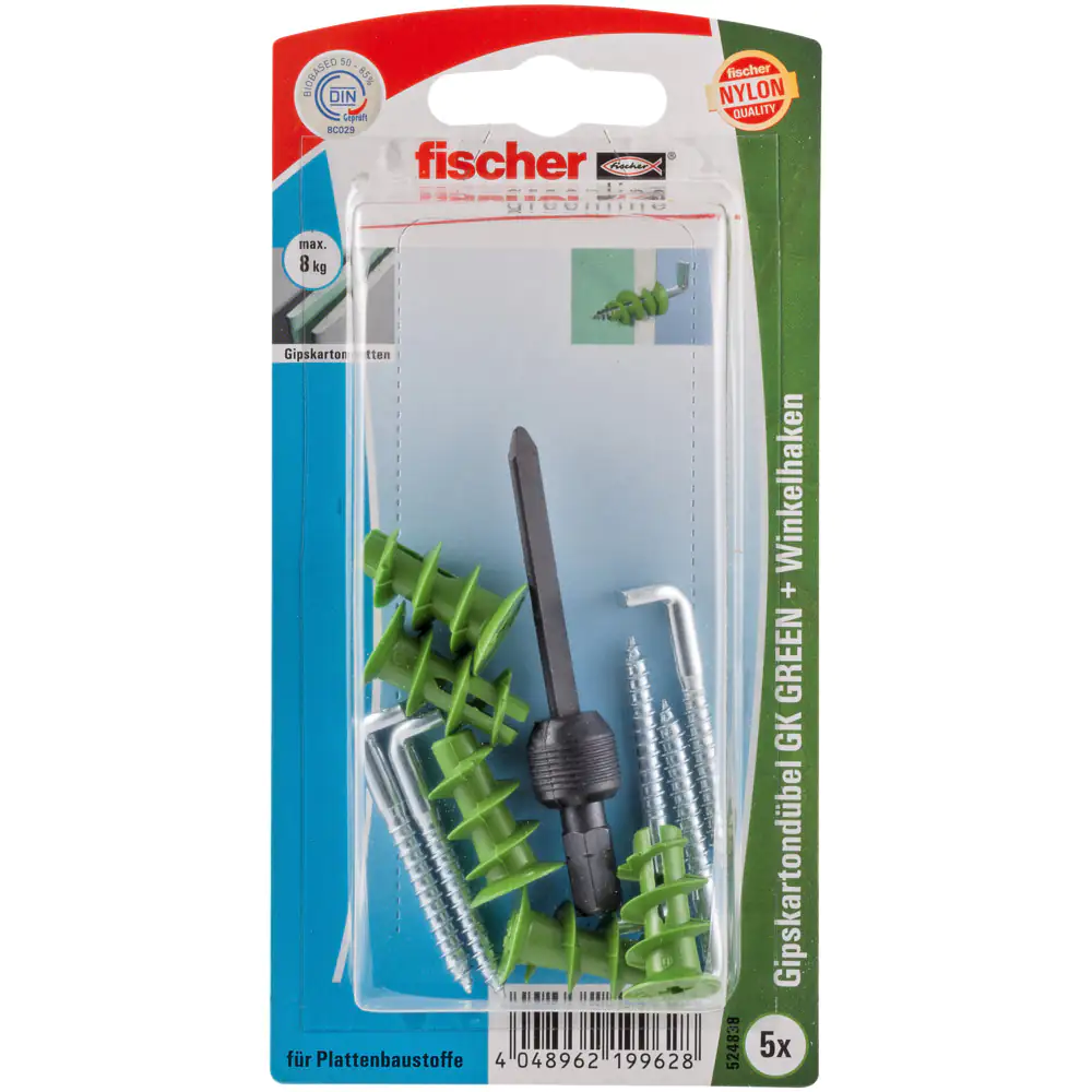 Fischer Gipskartondübel GK green WH 22 mm - 5 Stück