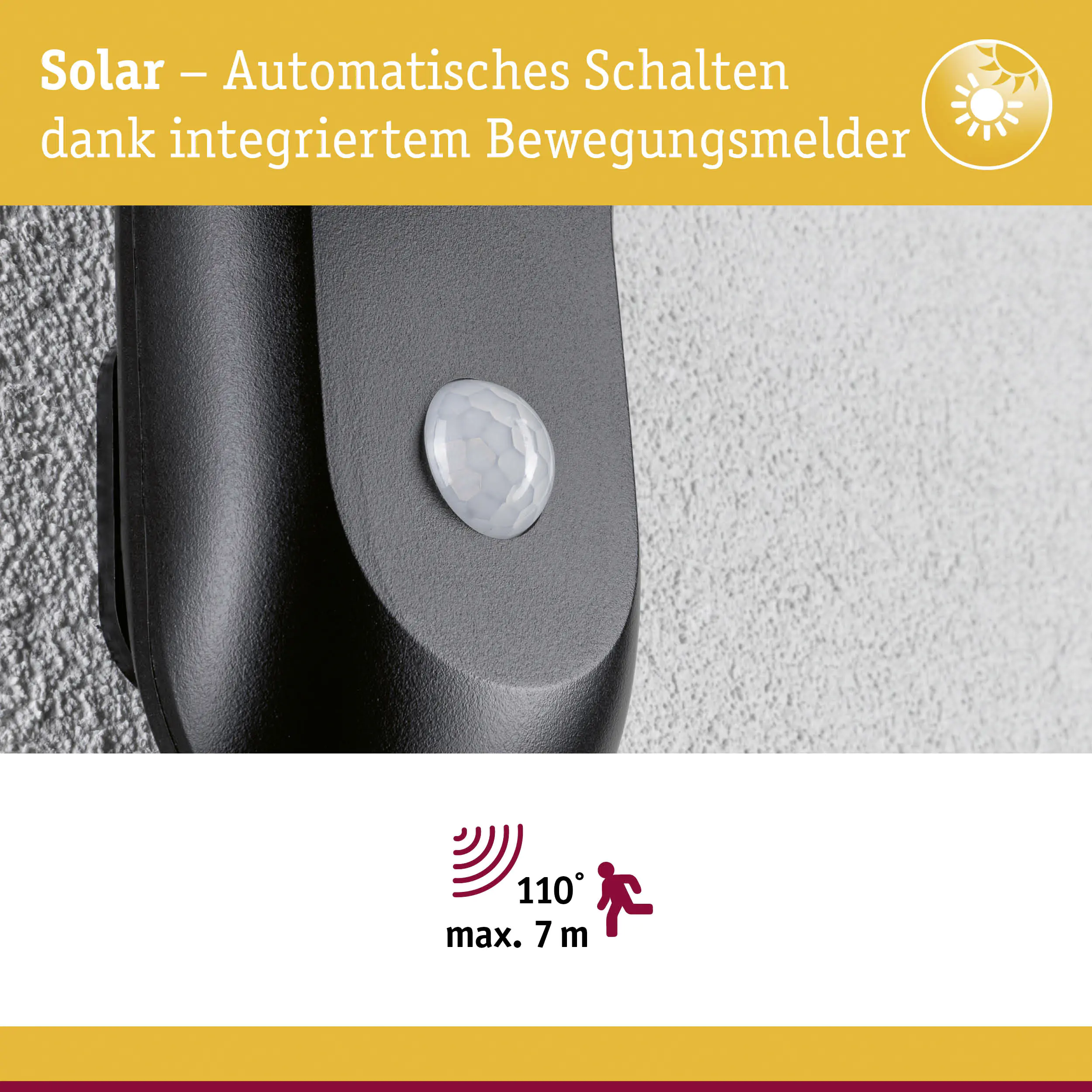 Paulmann Solar-Wandleuchte Diskola anthrazit warmweiß mit Bewegungsmelder