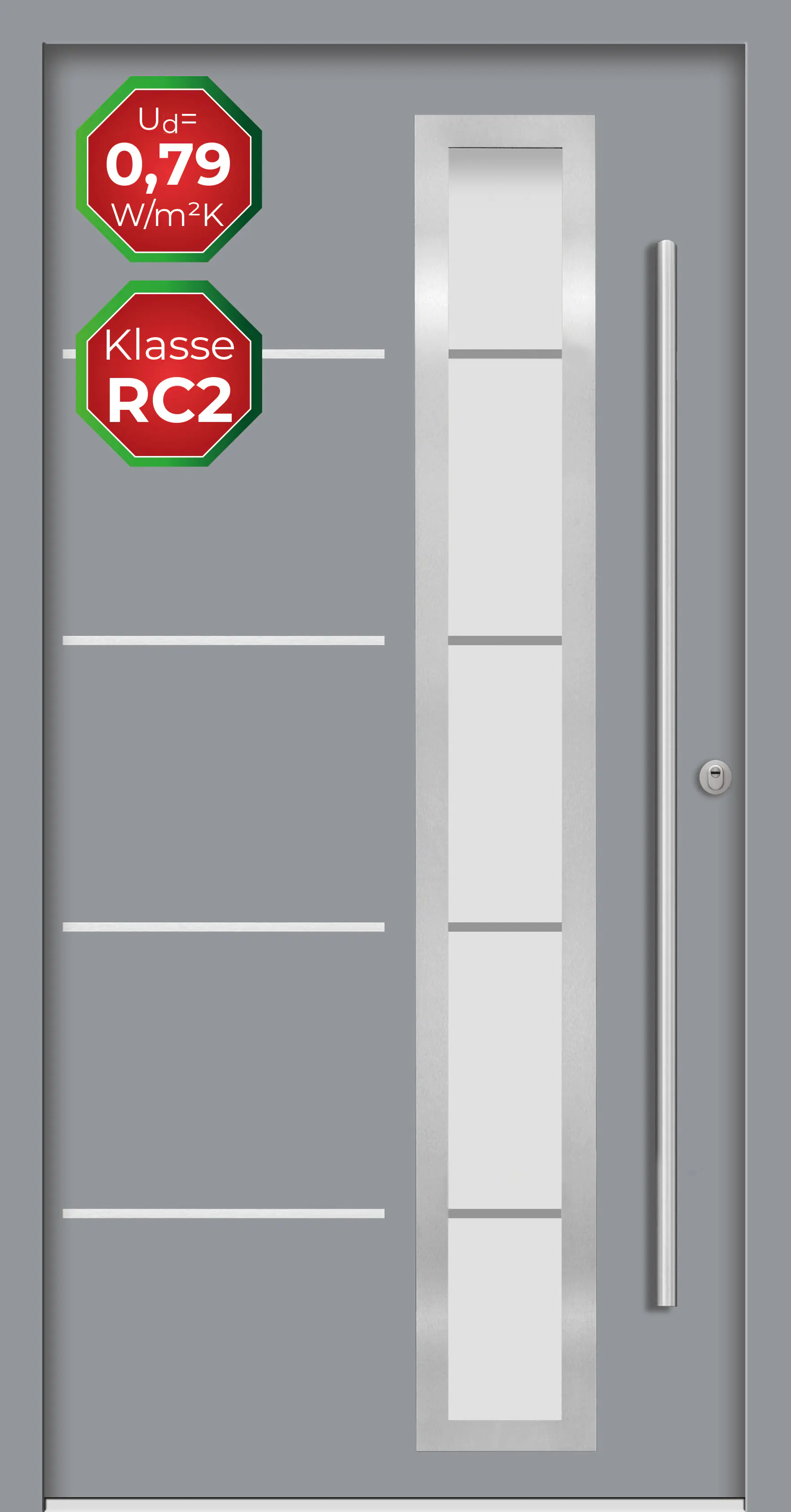Splendoor Haustür Passivedoor Premium B06 RC2 Grau DIN Rechts 110 x 210 cm