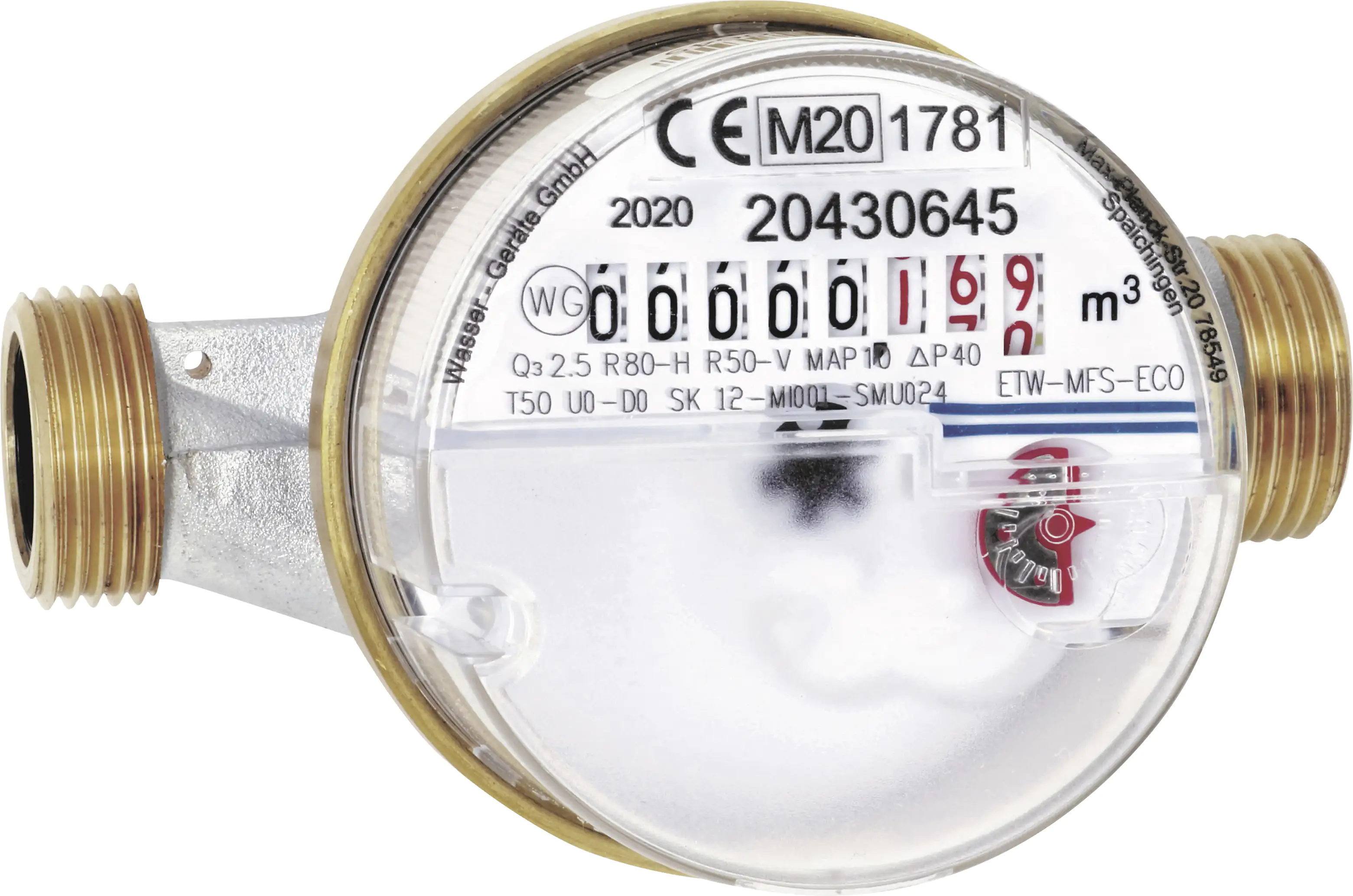 Wohnungswasserzähler Eco 1/2" QN 1,5, für Warmwasser