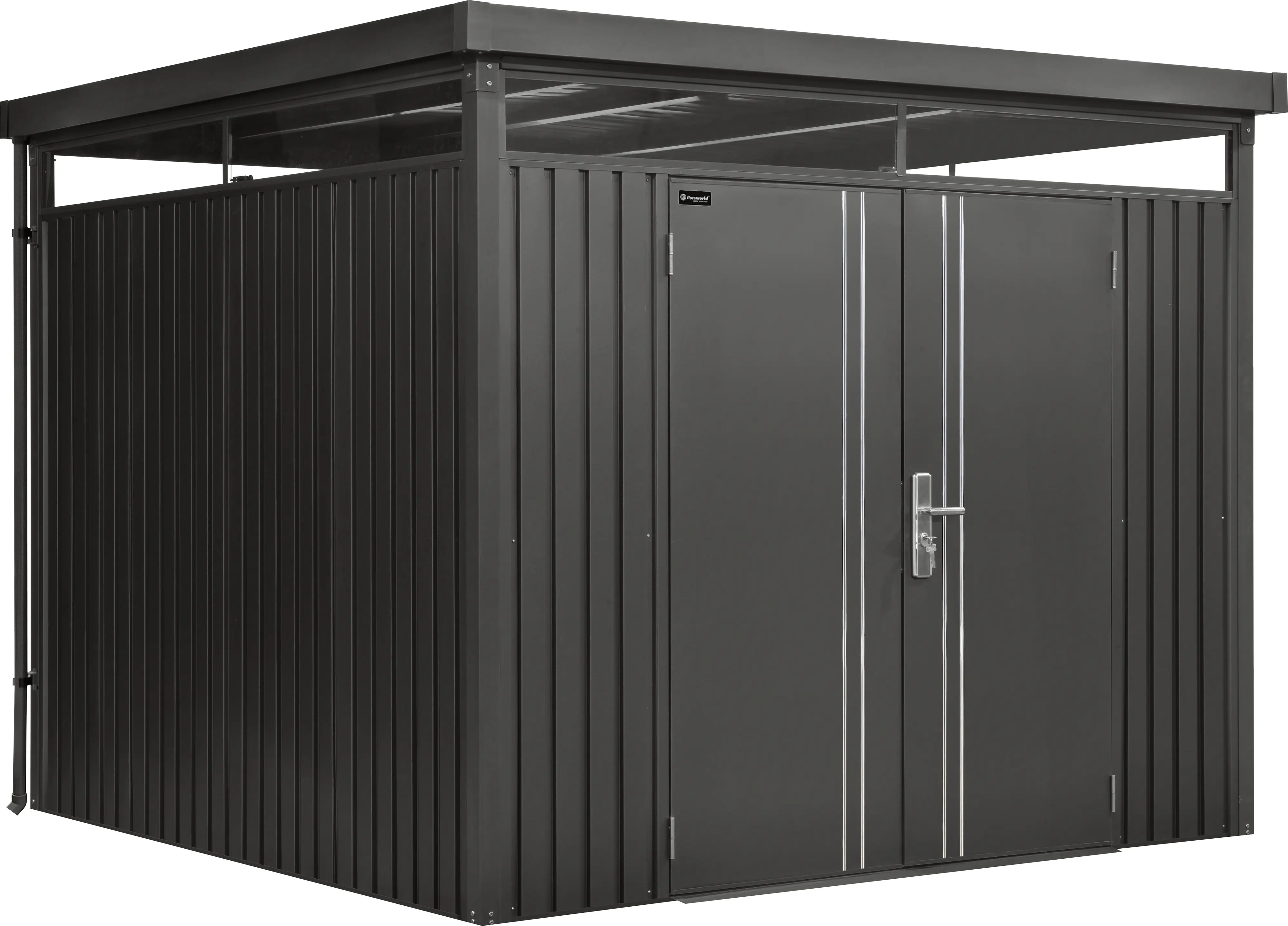 Floraworld Gerätehaus Premium Q7,5 FirstLine schwarz-mettalic 274 x 274 cm