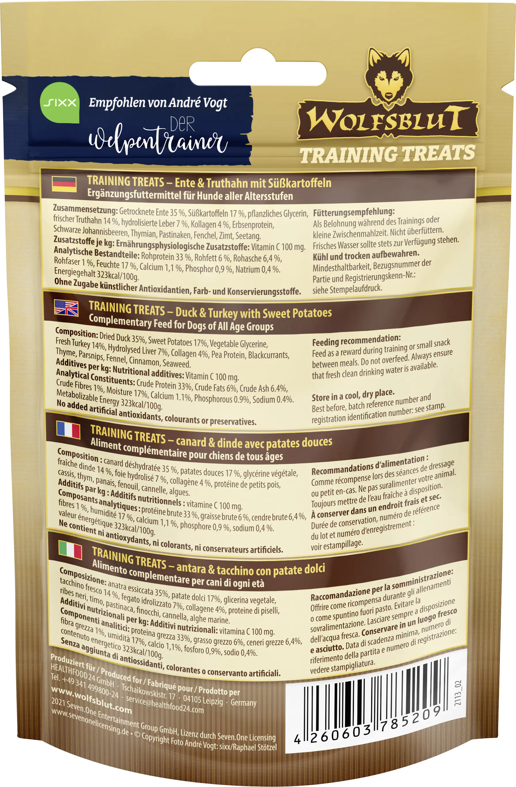Wolfsblut Hundeleckerli Wild Duck & Turkey Training Treats getreidefrei 70 g Ente, Truthahn & Süßkartoffel