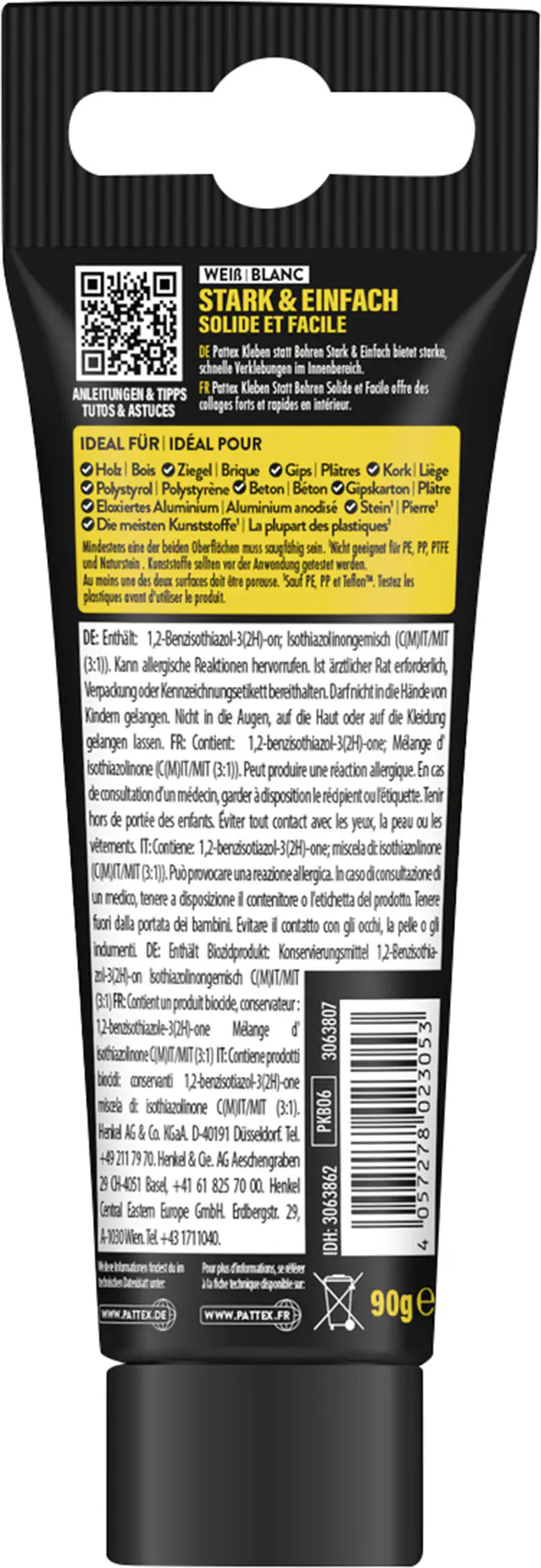 Pattex Montagekleber Kleben statt Bohren 90 g weiß