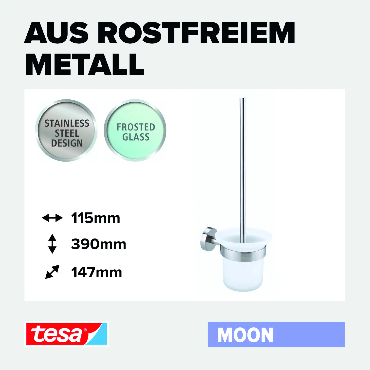 Tesa WC-Bürstenhalter Moon Edelstahloptik zum Kleben