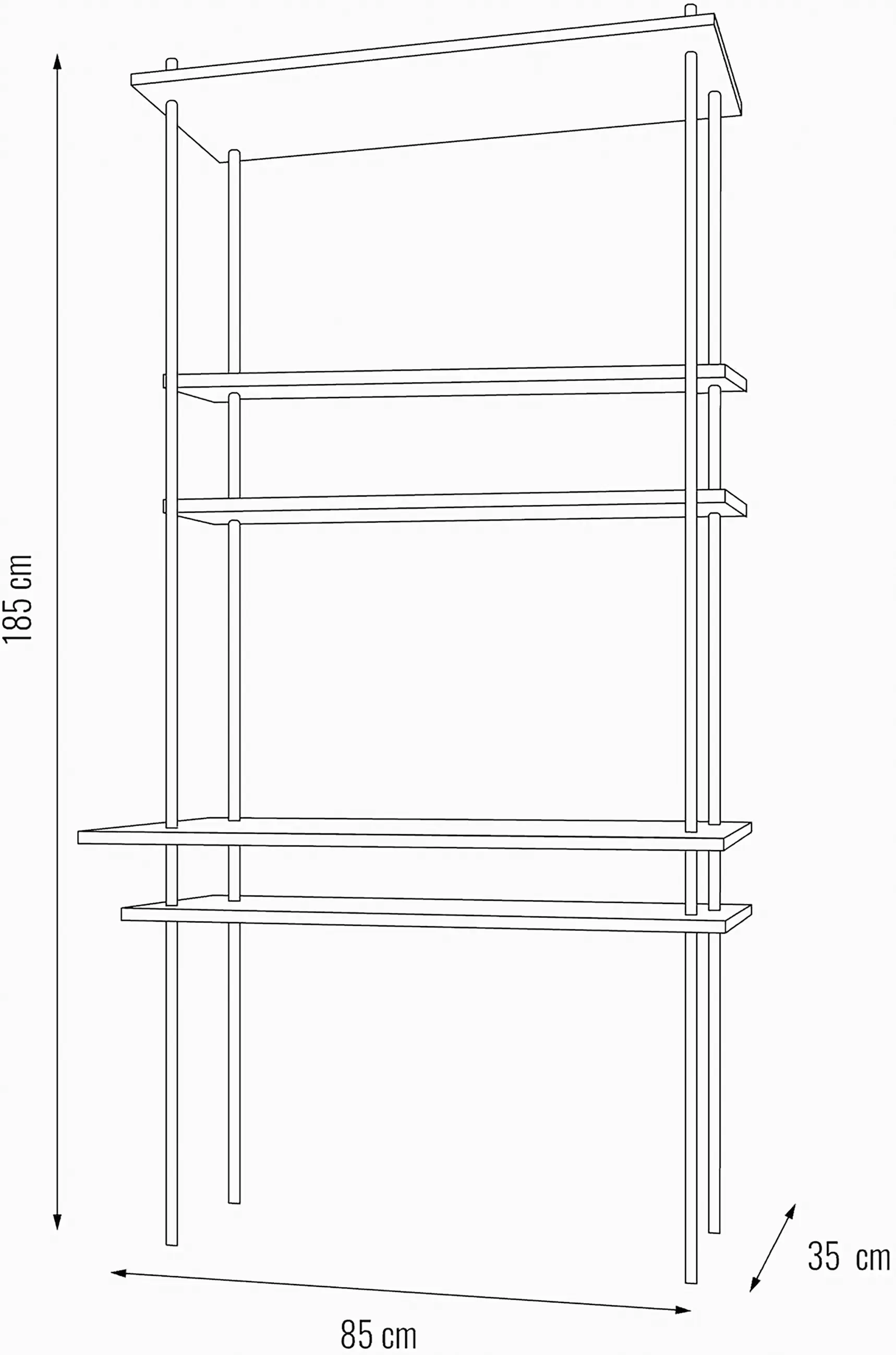 Ar Shelving Schreibtisch-Set mit Regalböden Ar Deco Nebraska 185 x 85 cm