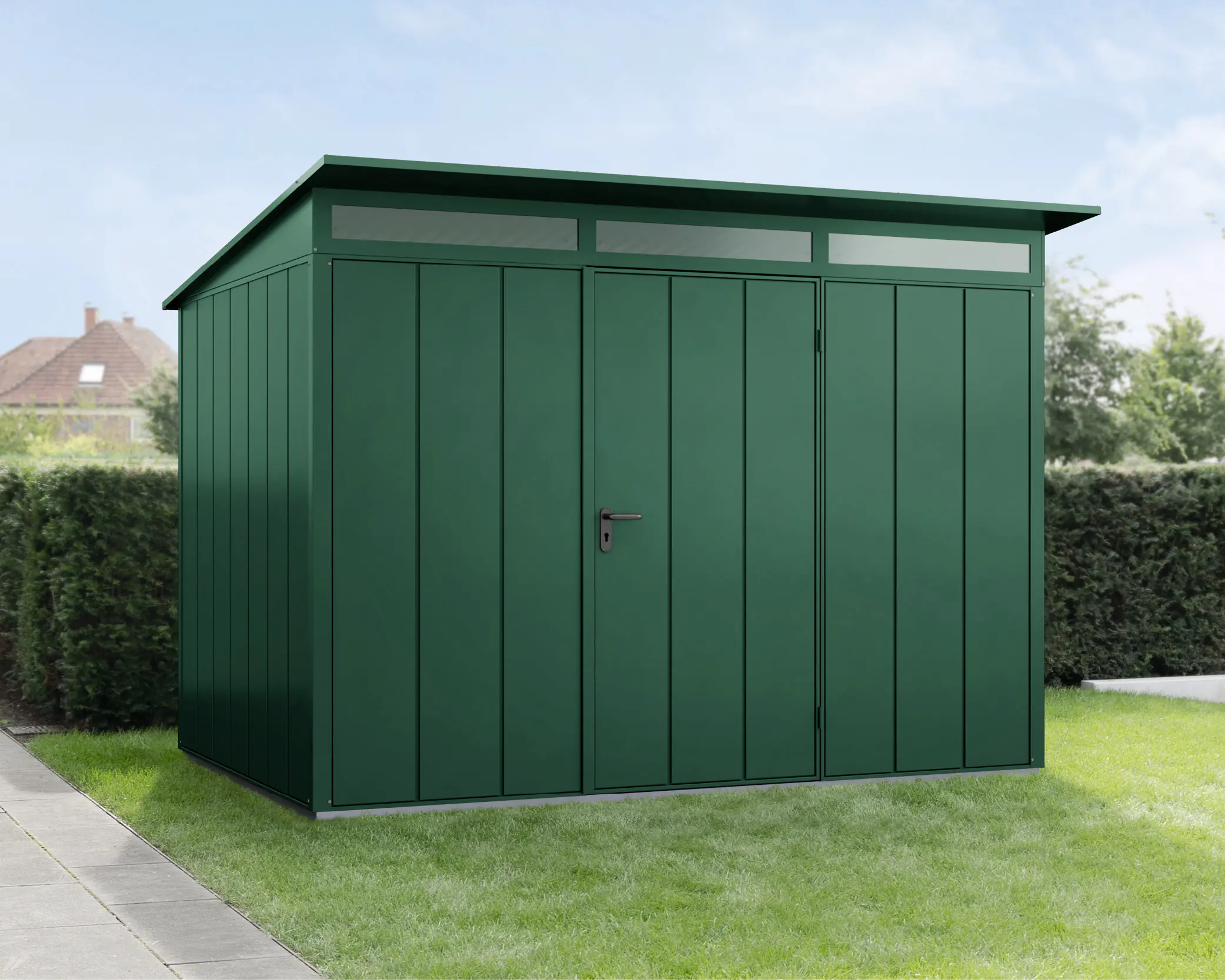 EcoStar Gerätehaus Elegant-P Typ 3 moosgrün 312,7 x 283,4 x 232,3 cm