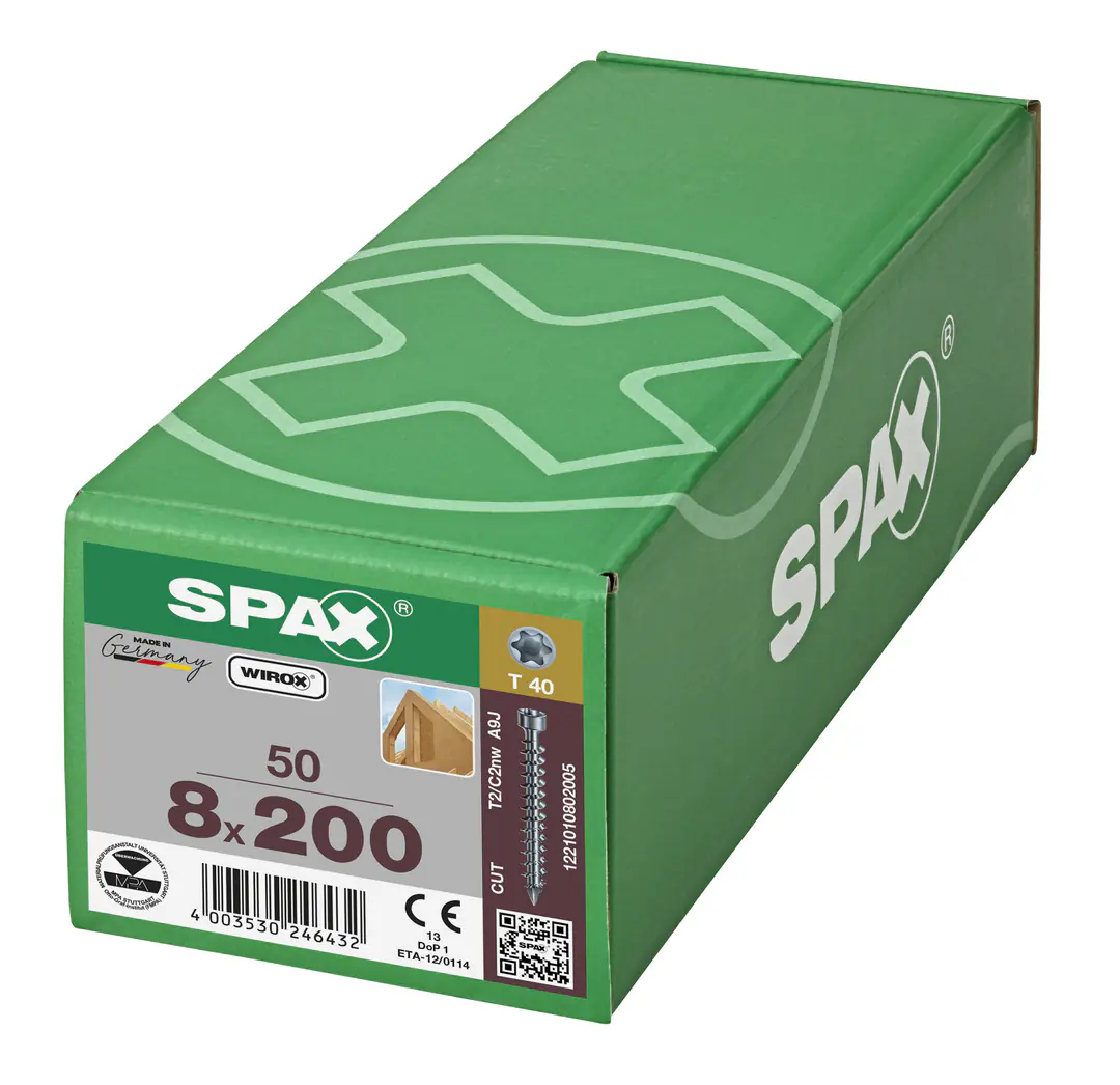 Spax Holzbauschrauben 8.0 x 200 mm TX 40 Zylinderkopf - 50 Stk.