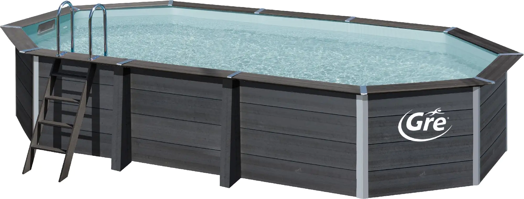 Gre Composite Pool oval grau 664 x 386 x 124 cm