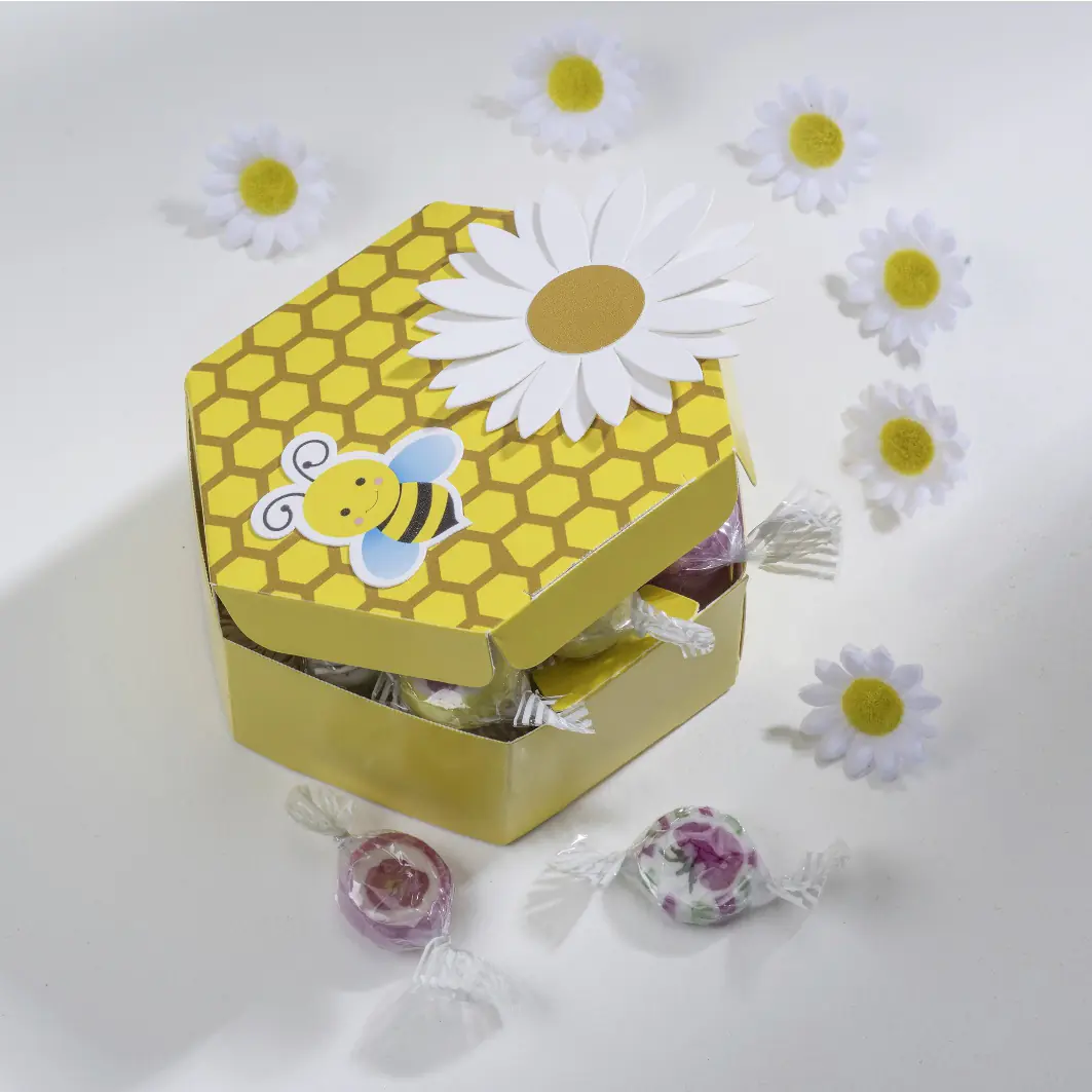 Glorex Papierbox Biene 5 teilig 10 x 10 x 5 cm