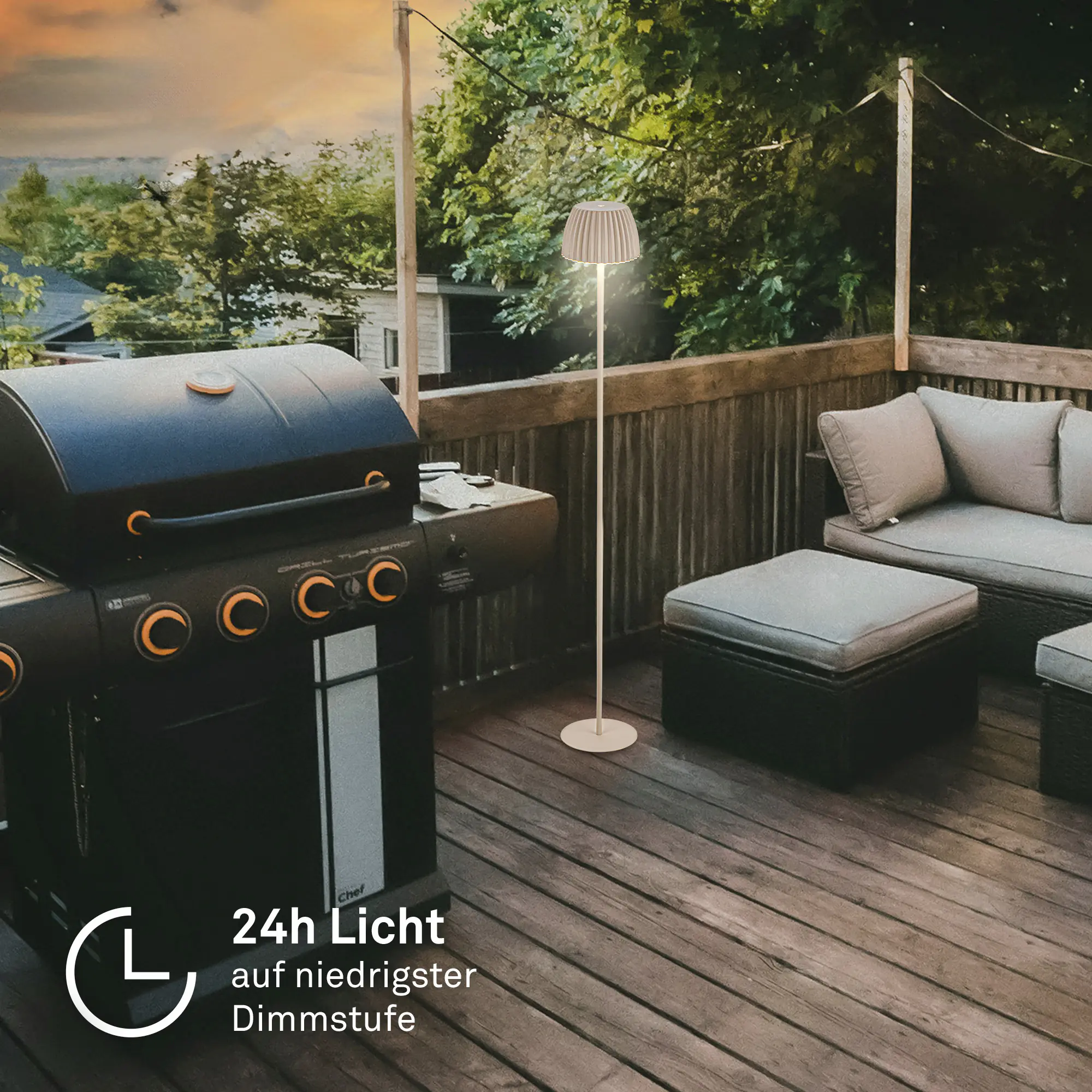 Briloner LED-Stehleuchte Riffle mit Akku beige dimmbar