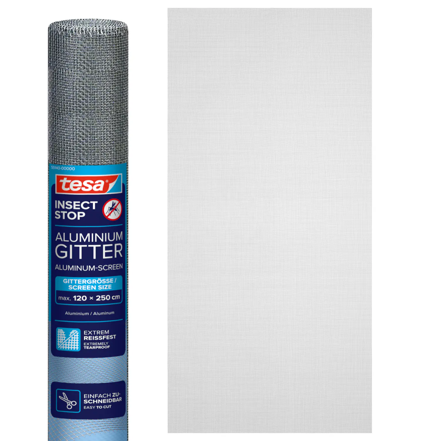 tesa Insektenschutz-Gitter COMFORT Ersatzrolle 120 x 250 cm grau