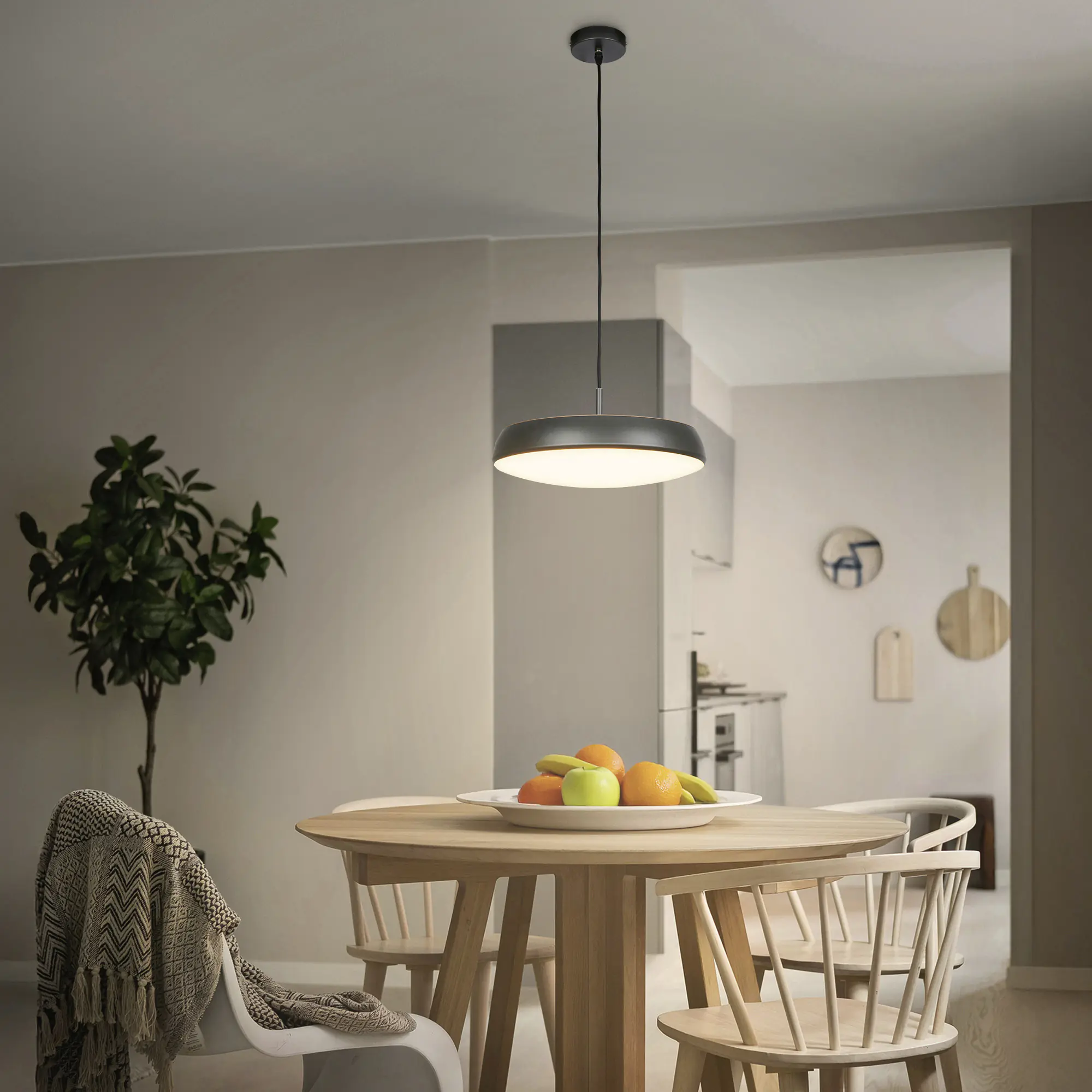 Briloner LED-Pendelleuchte Nala Ø 35 cm anthrazit warmweiß
