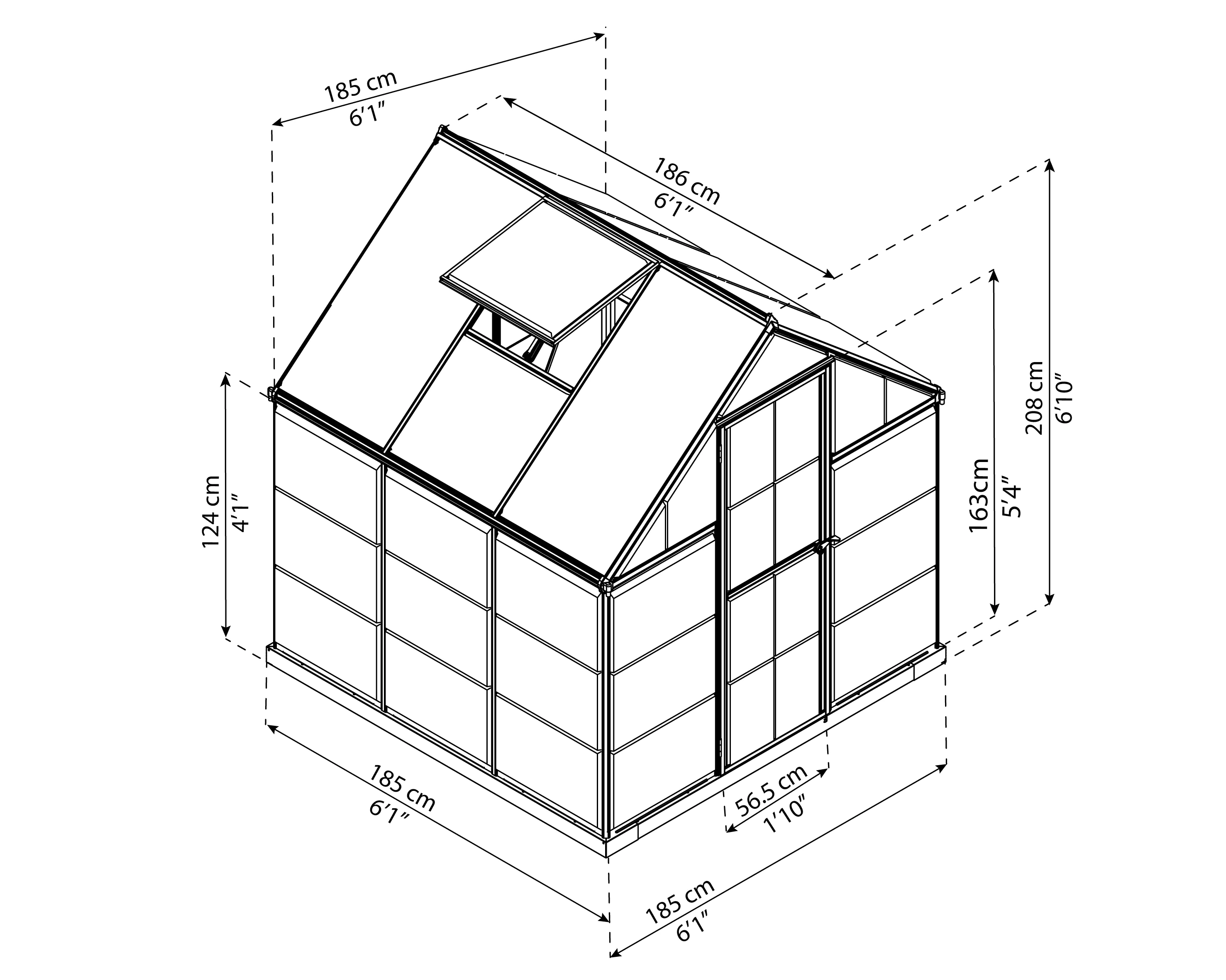 Canopia Gewächshaus Hybrid 6X6 silber 185 x 186 x 208 cm