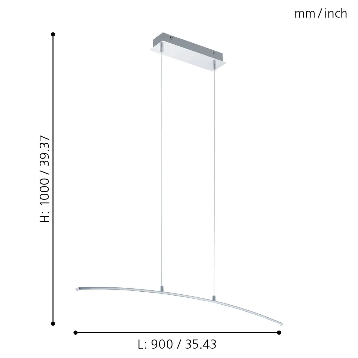 Eglo LED Pendelleuchte Lasana chrom 90 cm warmweiß