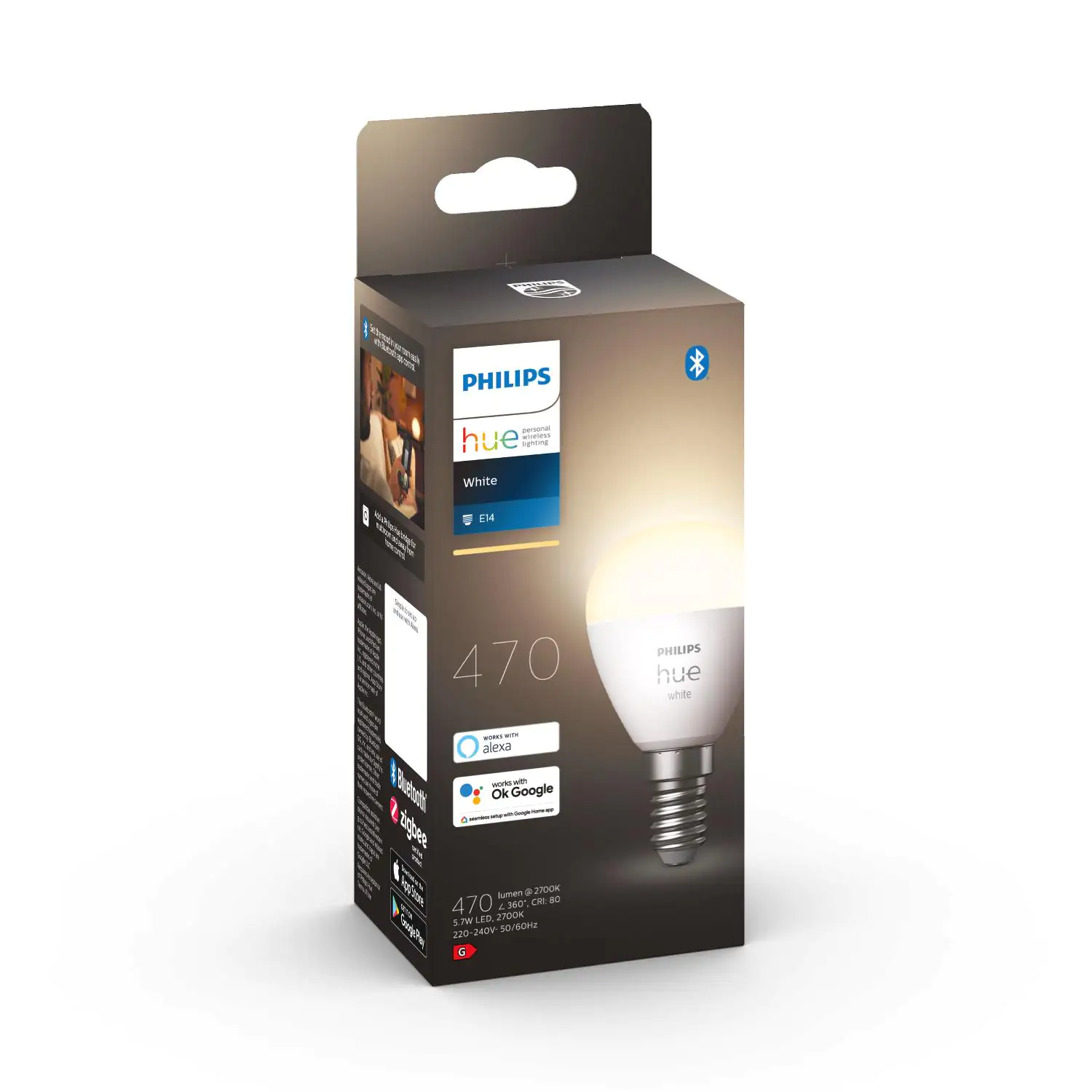 Philips Hue LED Leuchtmittel White E14 warmweiß Tropfenform 5,7 W warmweiß