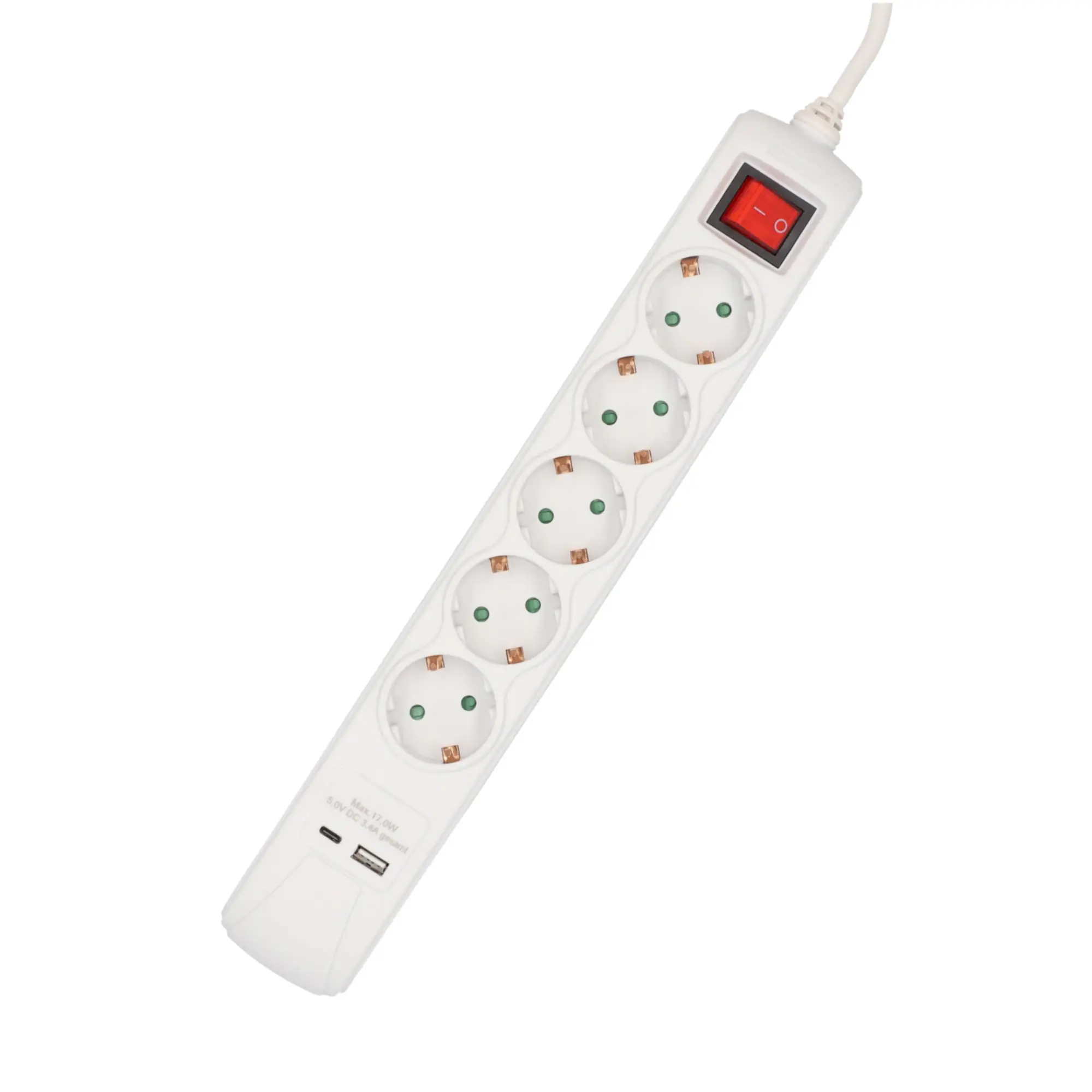 Unitec Tischsteckdose 5-fach mit Schalter inkl. 2x USB 1,4 m 