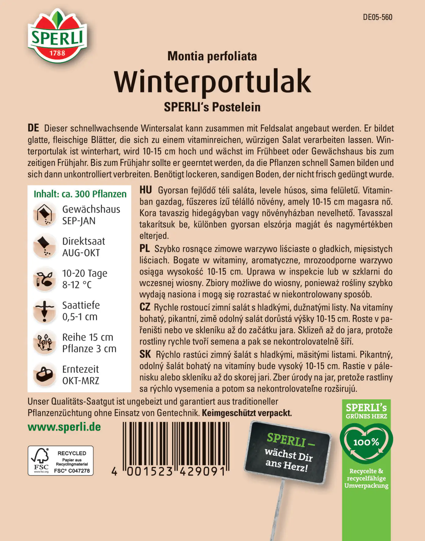 Sperli Winterportulak Sperli 's Postelein