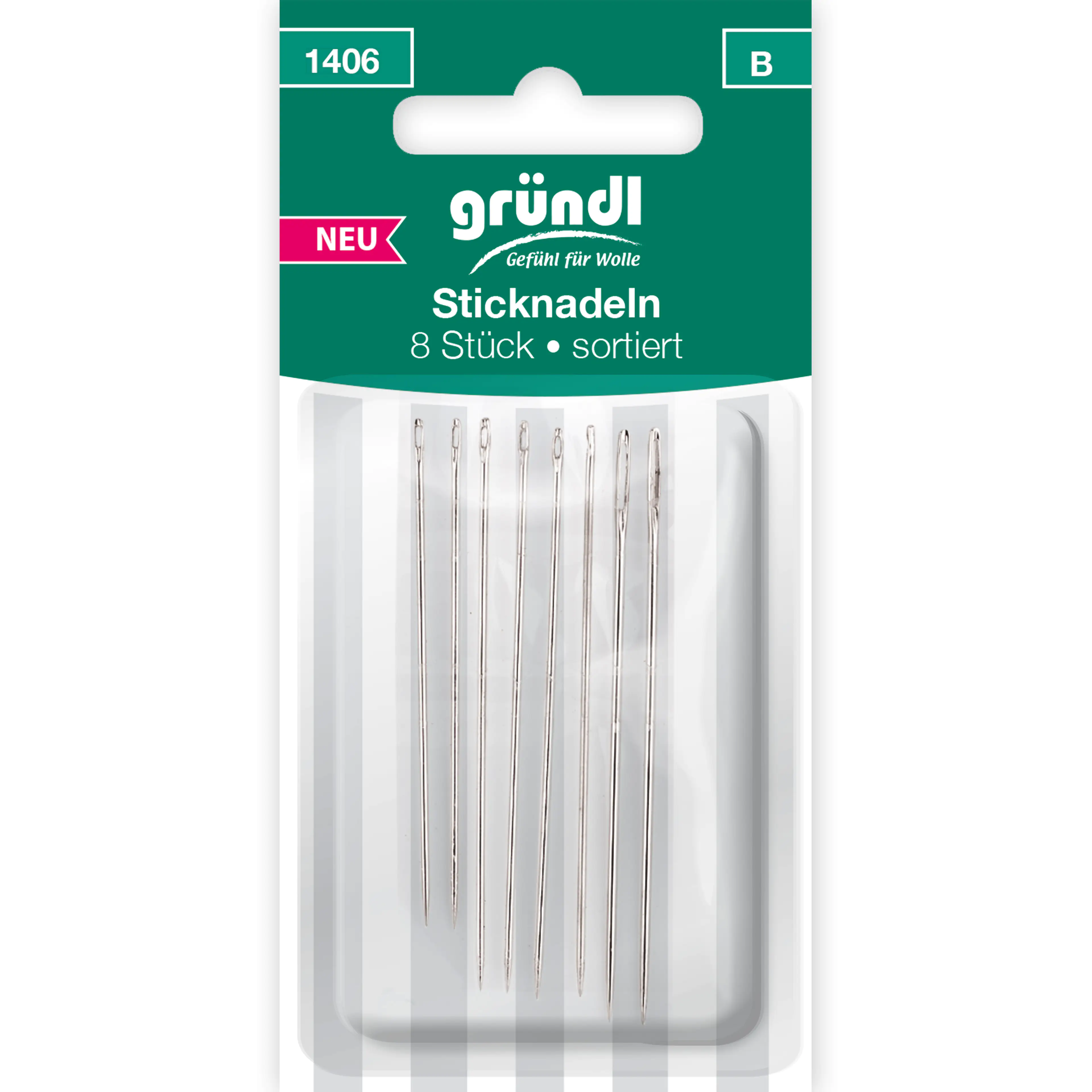 Gründl Sticknadeln mit Spitze 8 Stück sortiert