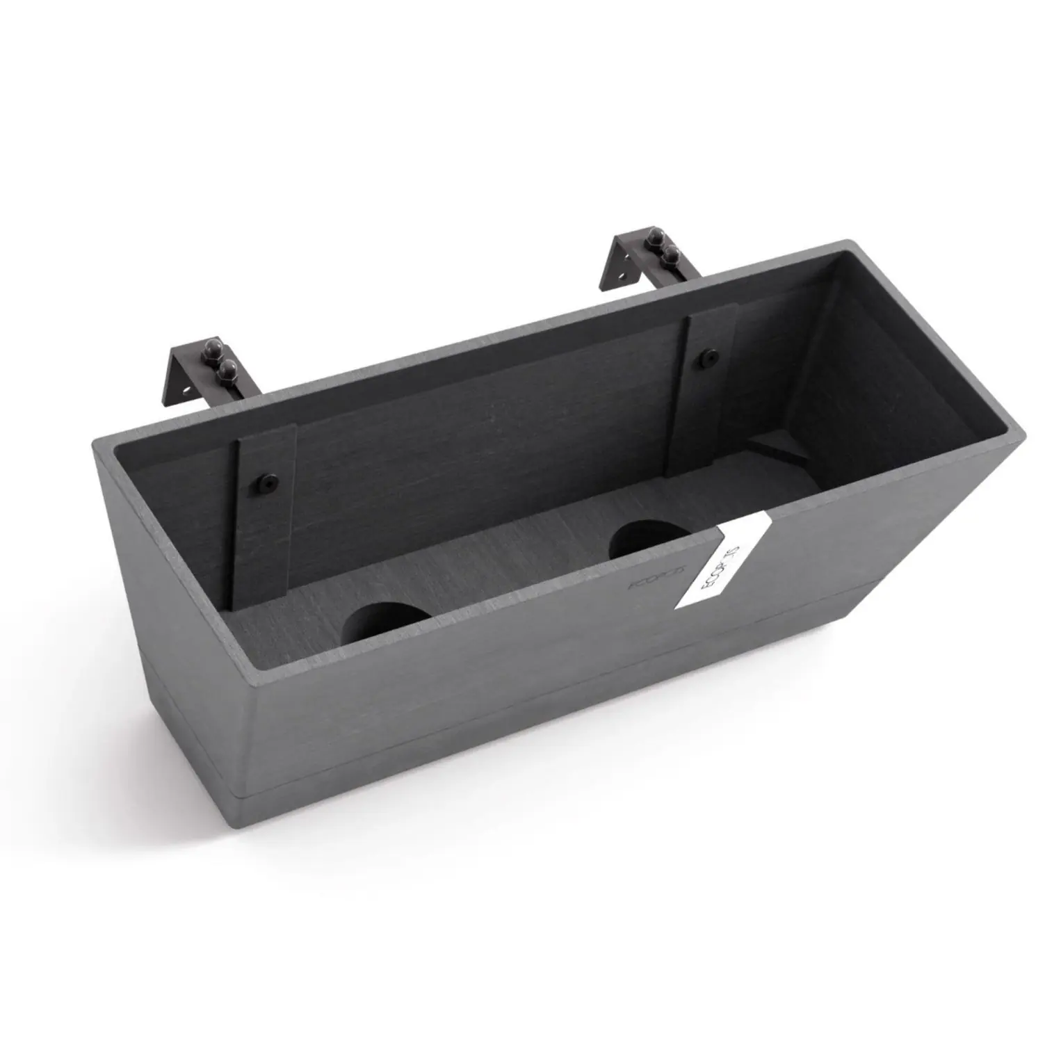 Ecopots Bewässerungsblumenkasten Bruges Balcony 48 cm grau zum Aufhängen