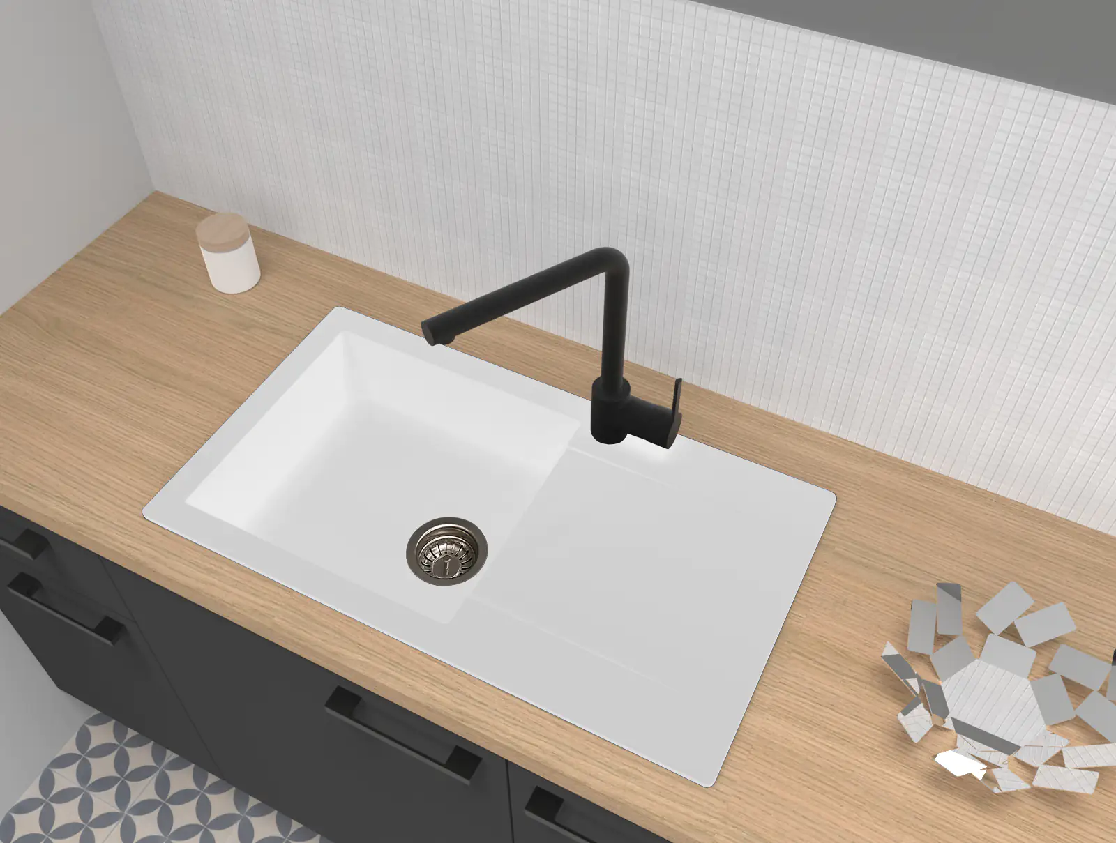 respekta Mineralite Einbauspüle DENVER78X44W