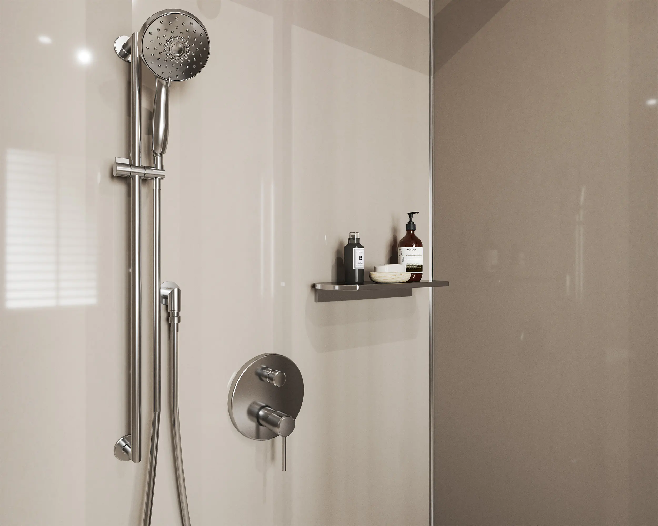 Wetwall Alloy Wandpaneel  Terra Grey/Seabreeze Green 90 x 244 cm