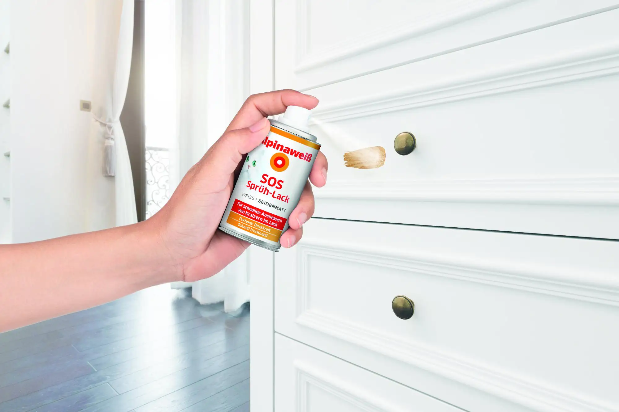 Alpinaweiß SOS Sprühlack 150 ml weiß seidenmatt