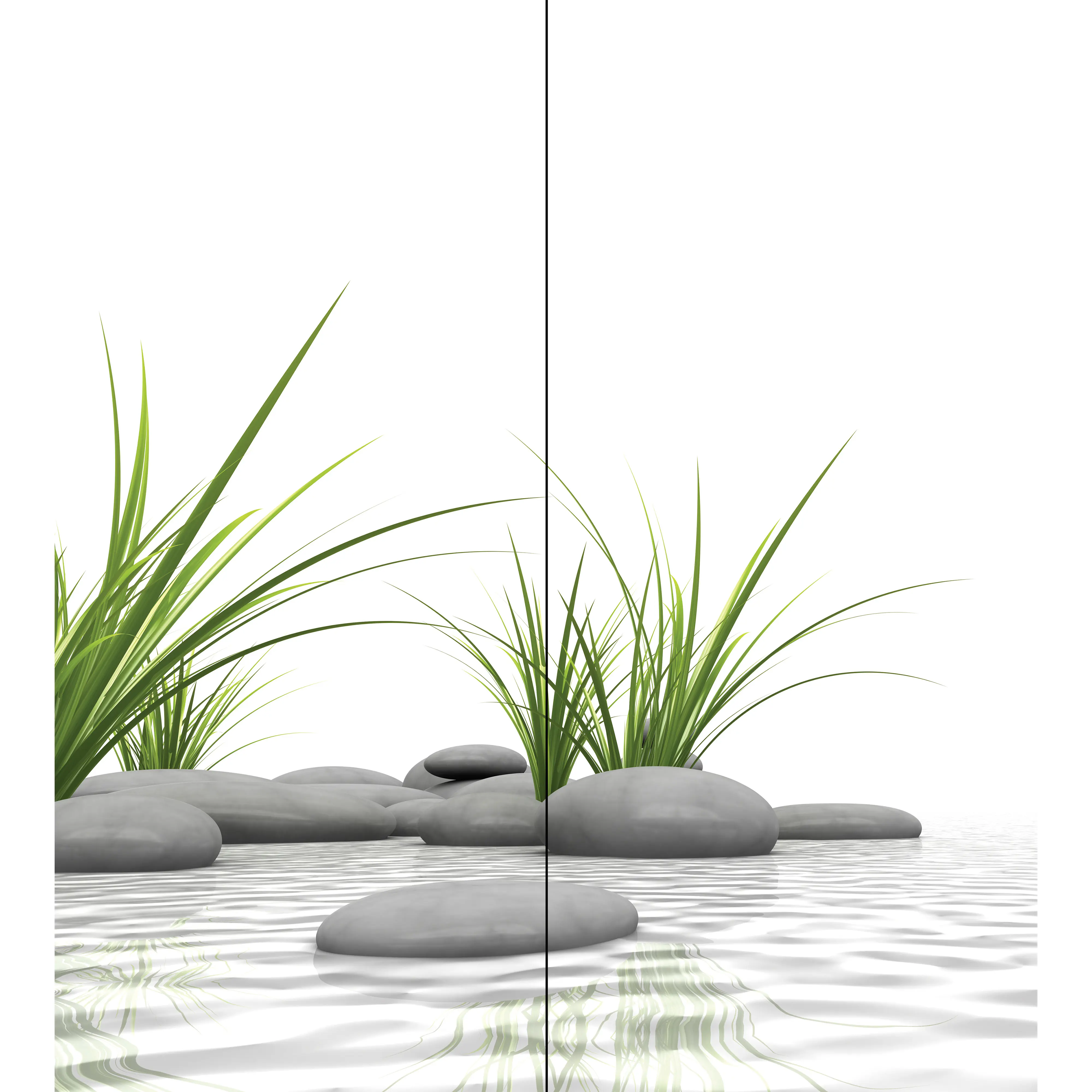 Schulte Duschrückwand Eck Zen-Steine und Gras 90 x 210 cm