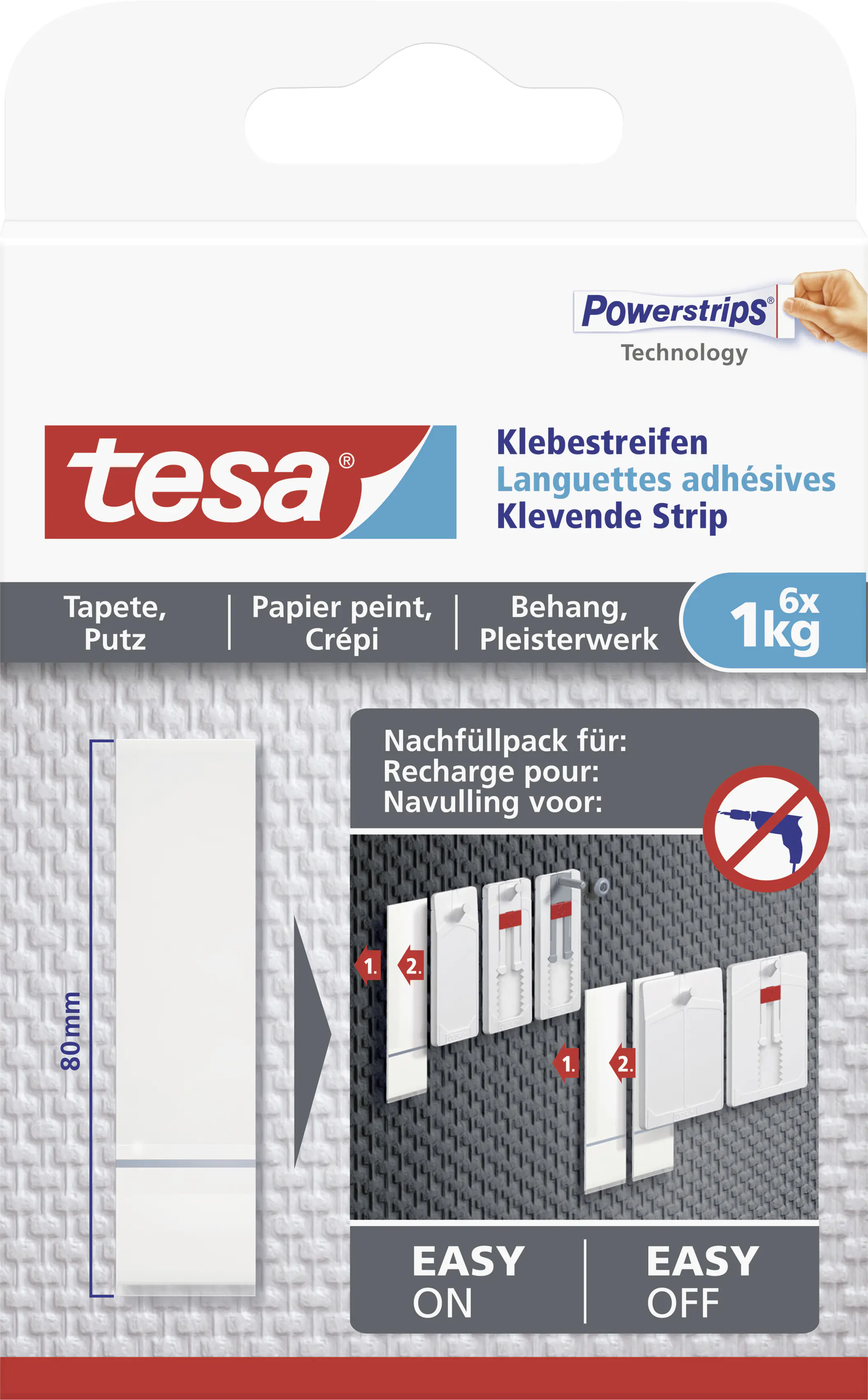 tesa Klebestreifen Traglast 1 kg, 6 Stück