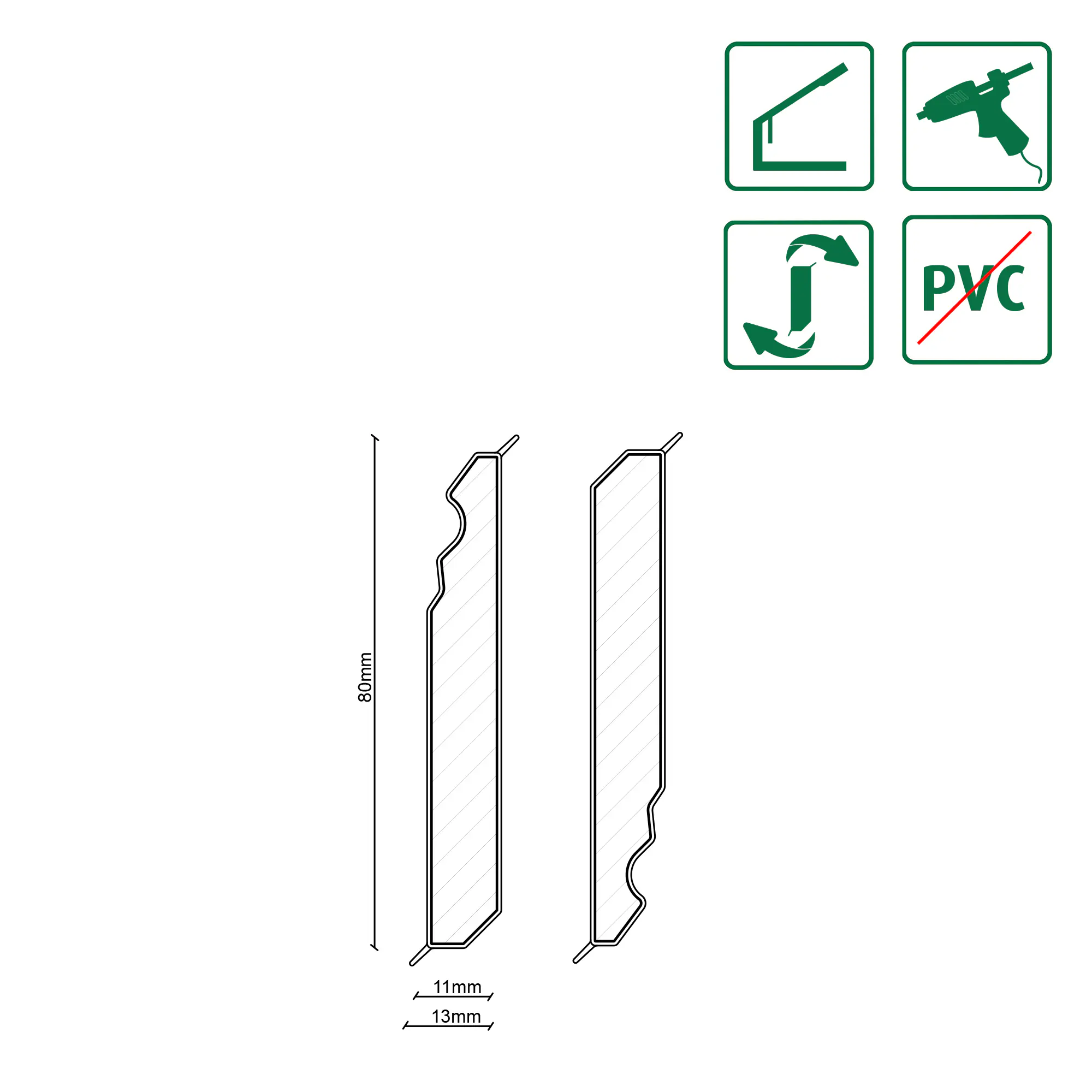 Neuhofer Fußleiste 240 cm x 80 x 13 mm weiß 
