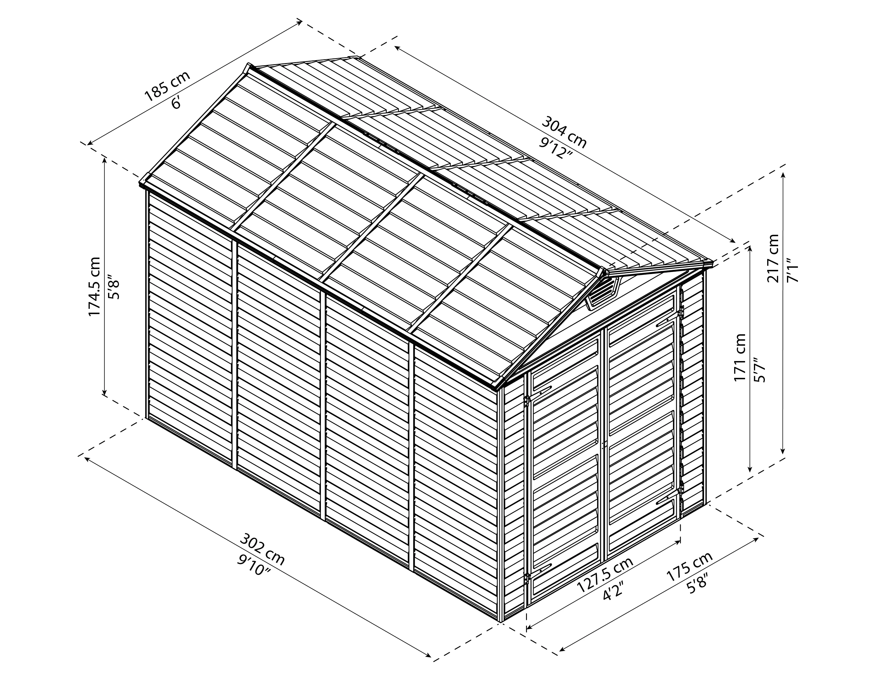 Canopia Gerätehaus Skylight Shed 6x10 175 x 302 x 171 cm