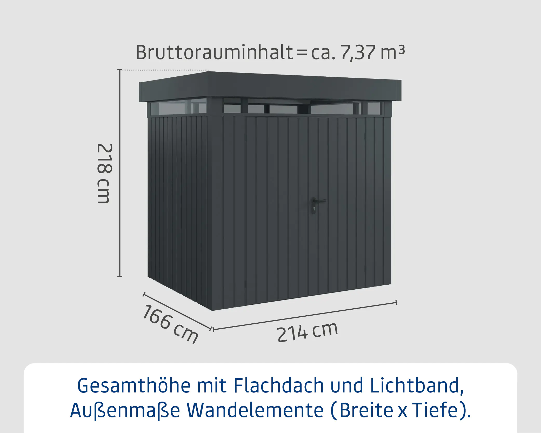 EcoStar Metallgerätehaus Euroline EFD4 LB anthrazit 214 x 166 cm 2-flg.